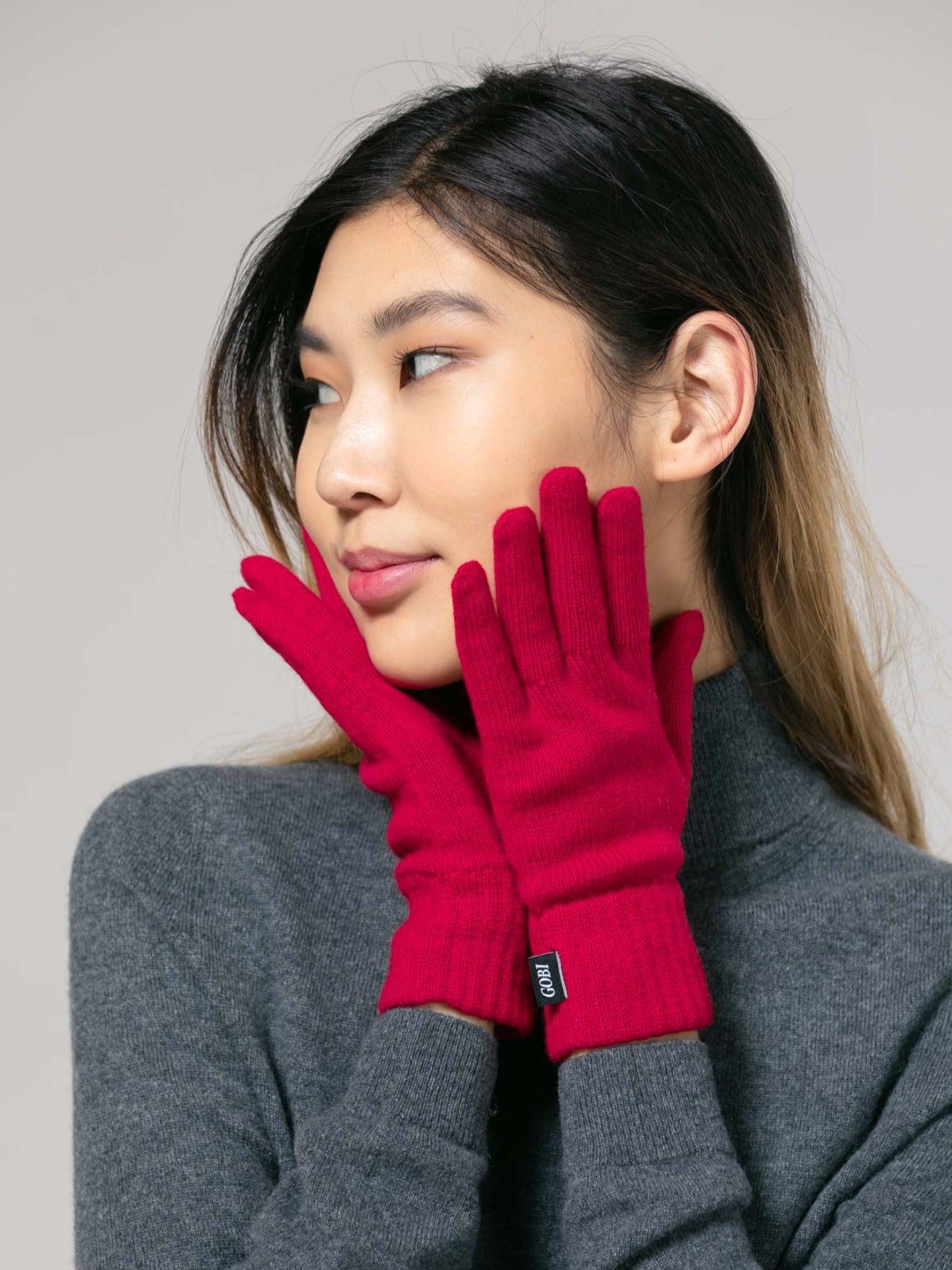 Women's Cashmere Short Gloves Haute Red - Gobi Cashmere