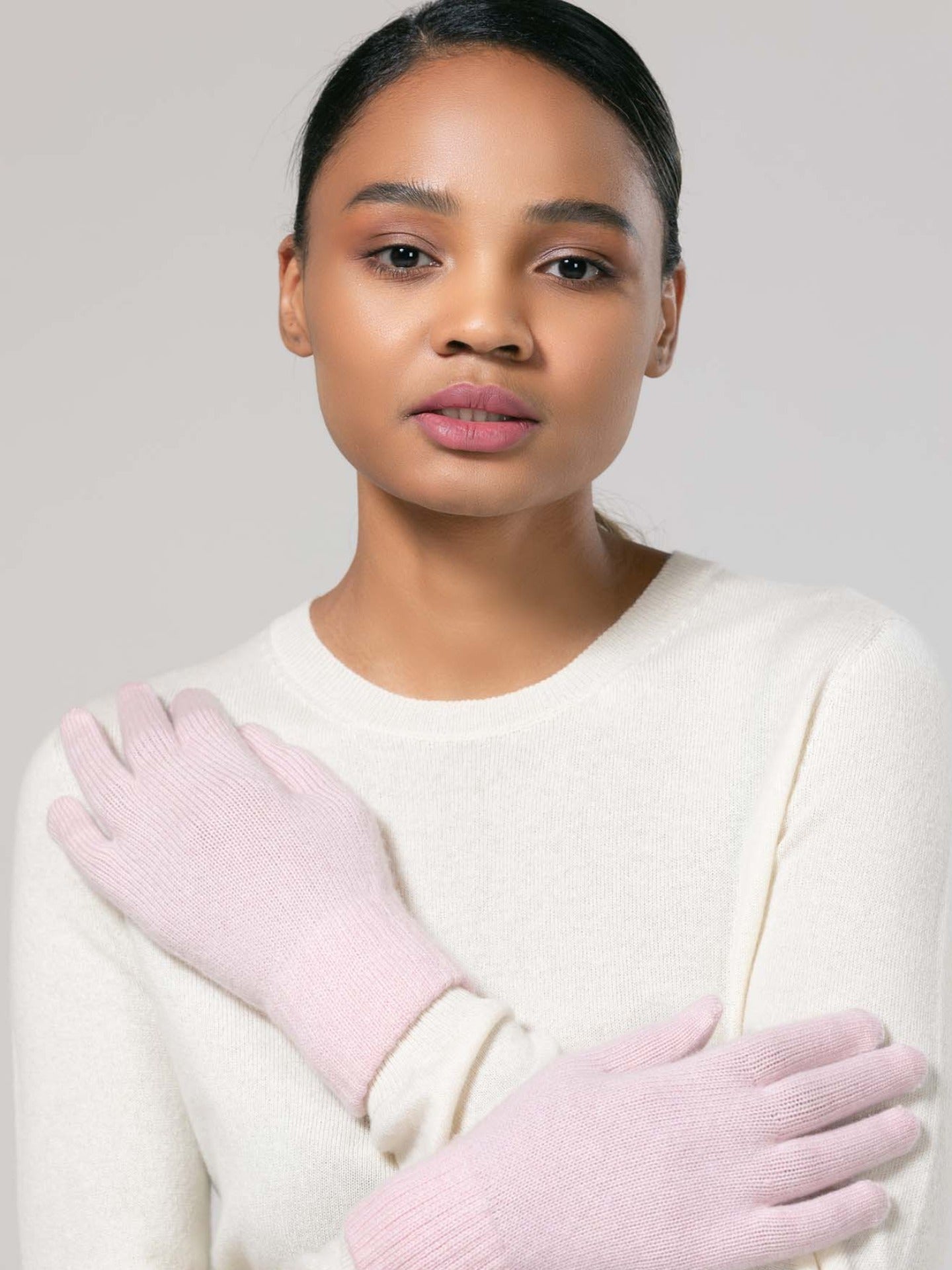 Women's Cashmere Basic Gloves Rosewater - Gobi Cashmere