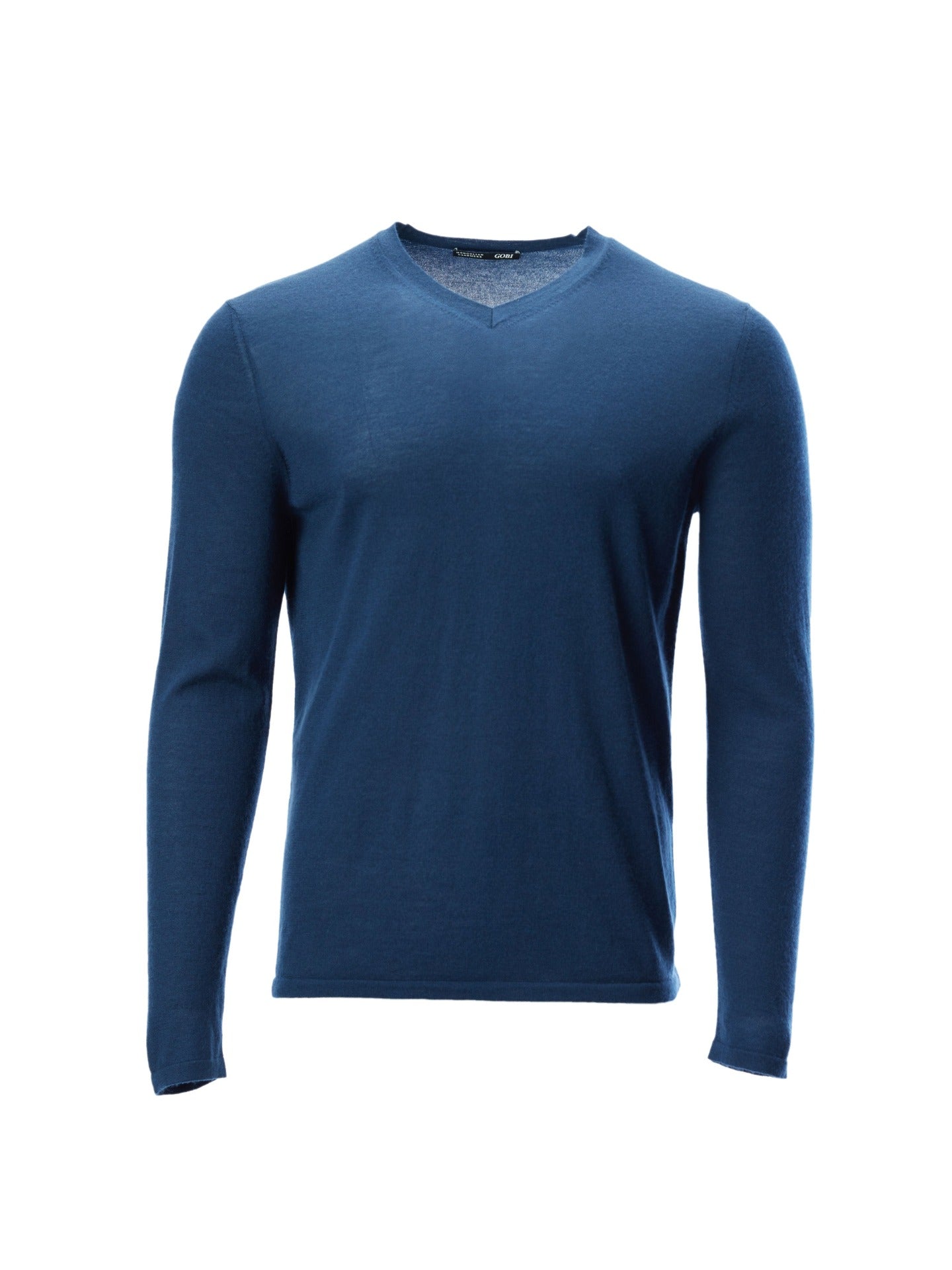 Men's Silk Cashmere V-Neck Navy - Gobi Cashmere 