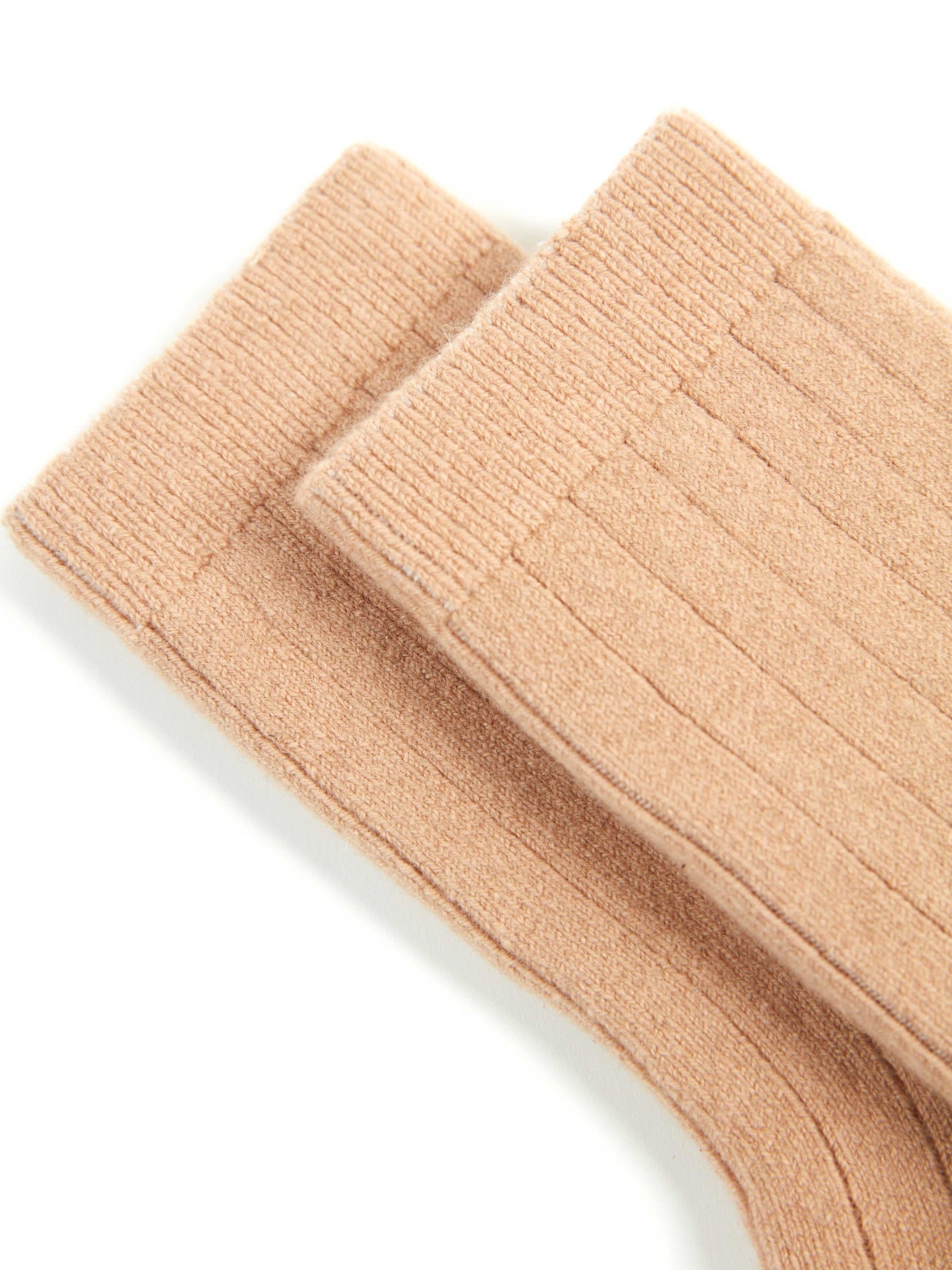 Unisex Cashmere Trim Knit Bed Socks Light Camel - Gobi Cashmere