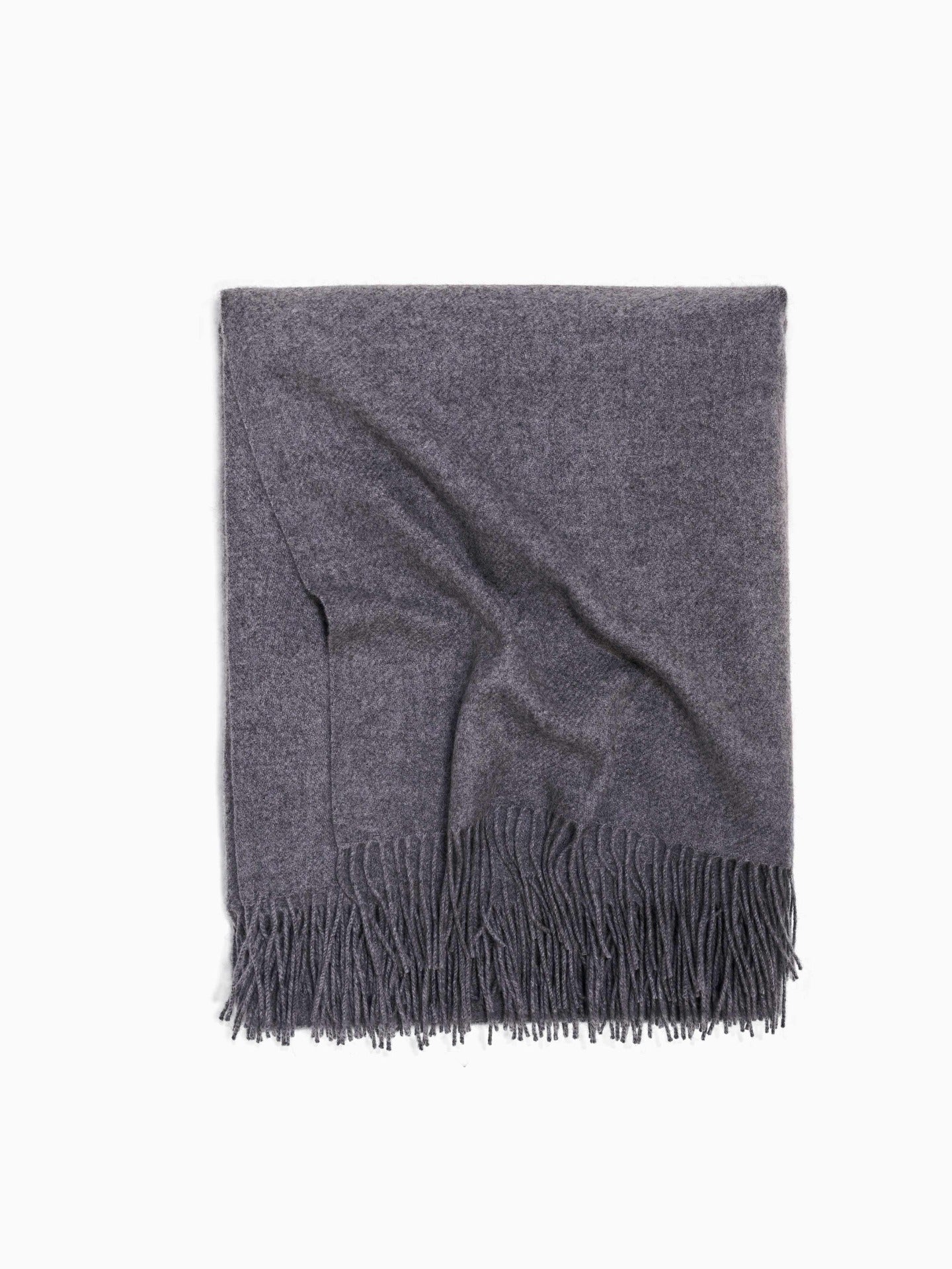 Unisex Cashmere Medium Blanket With Fringe Dim Gray - Gobi Cashmere