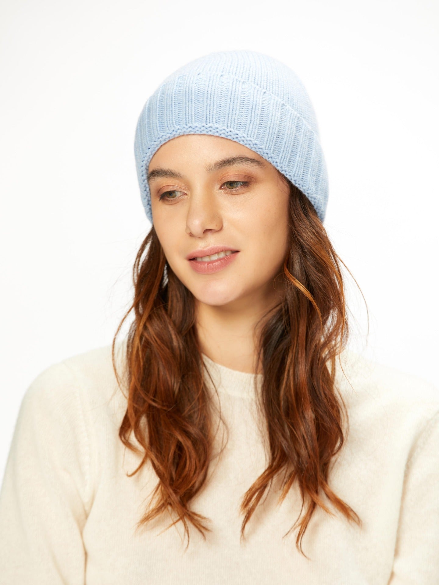 Unisex Cashmere  Basic Beanie Light Blue - Gobi Cashmere