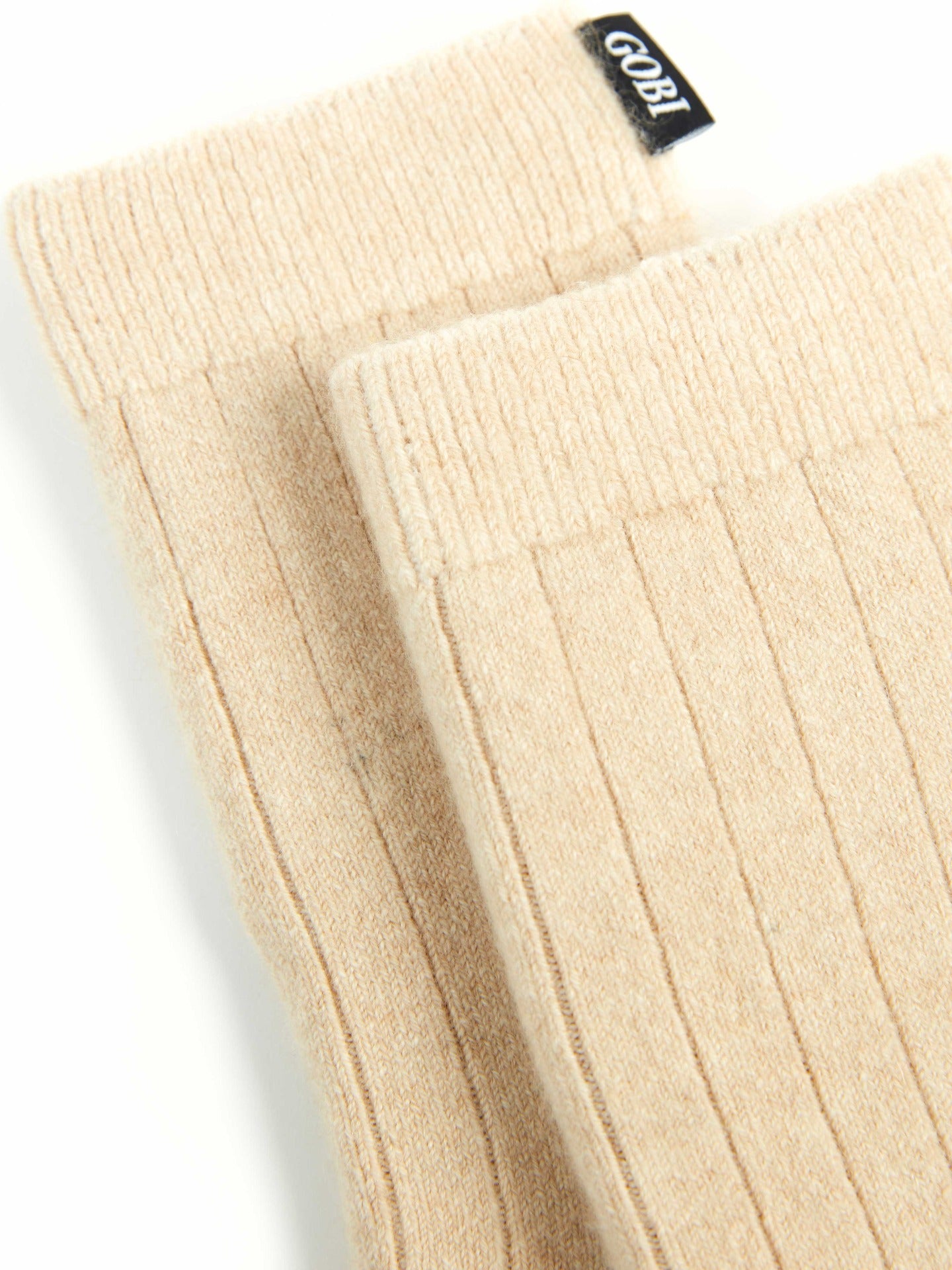 Organic Color Unisex Cashmere Trim Knit Bed Socks Beige - Gobi Cashmere