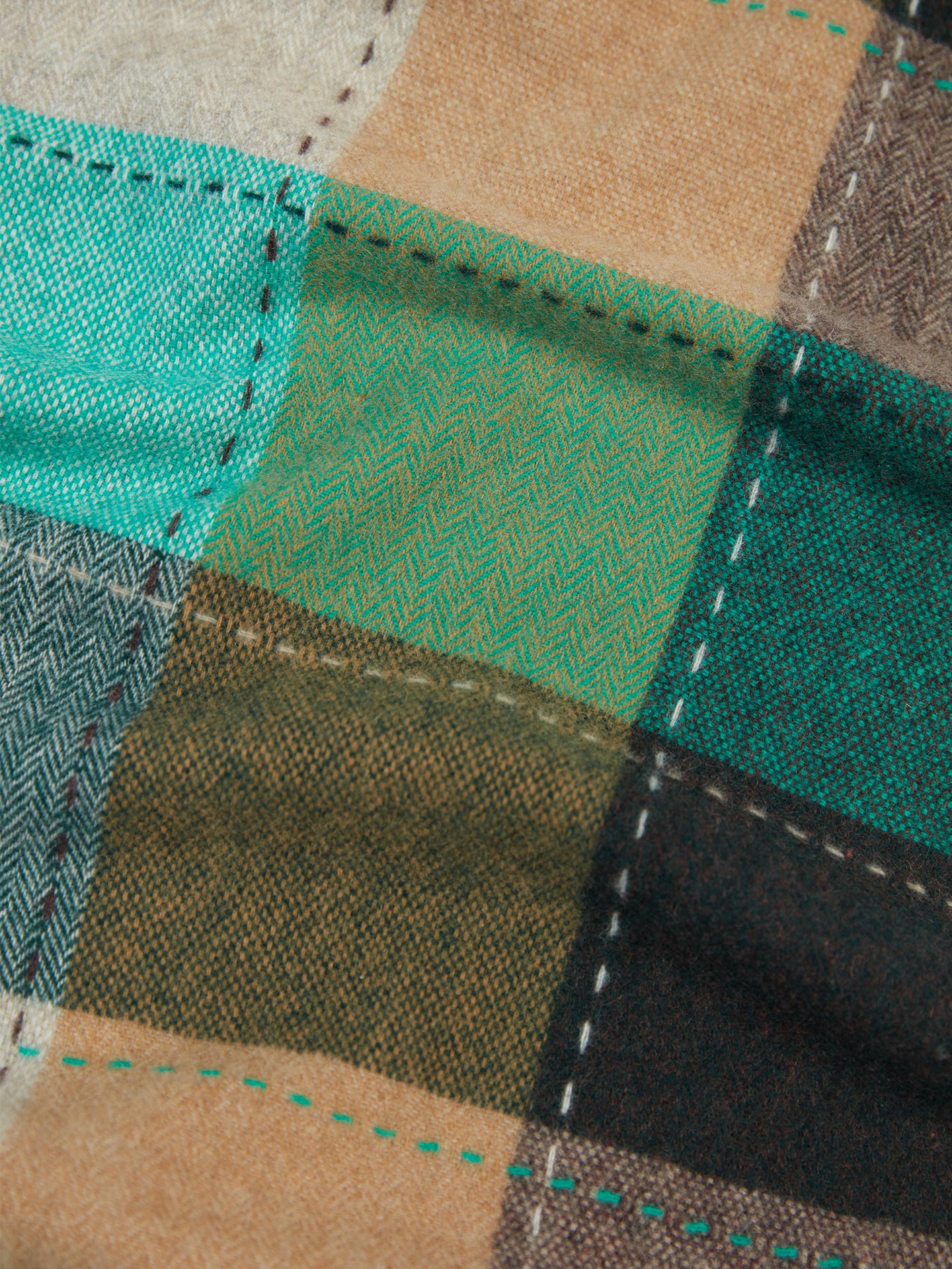 Men's Cashmere Classic Check Scarf Almond - Gobi Cashmere