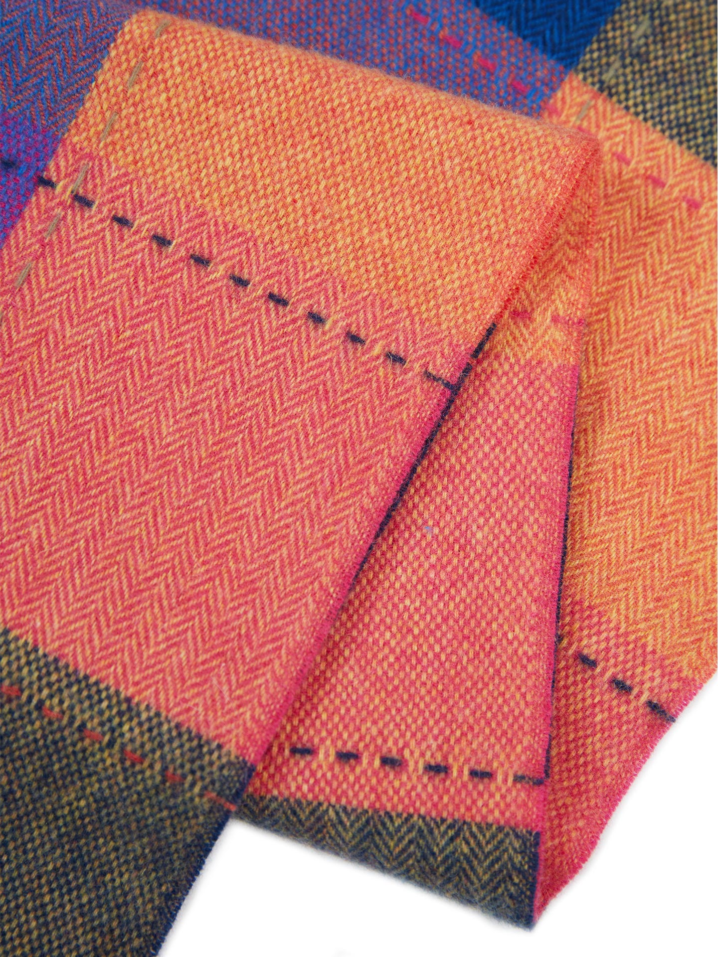 Men's Cashmere Classic Check Scarf Sun Orange - Gobi Cashmere