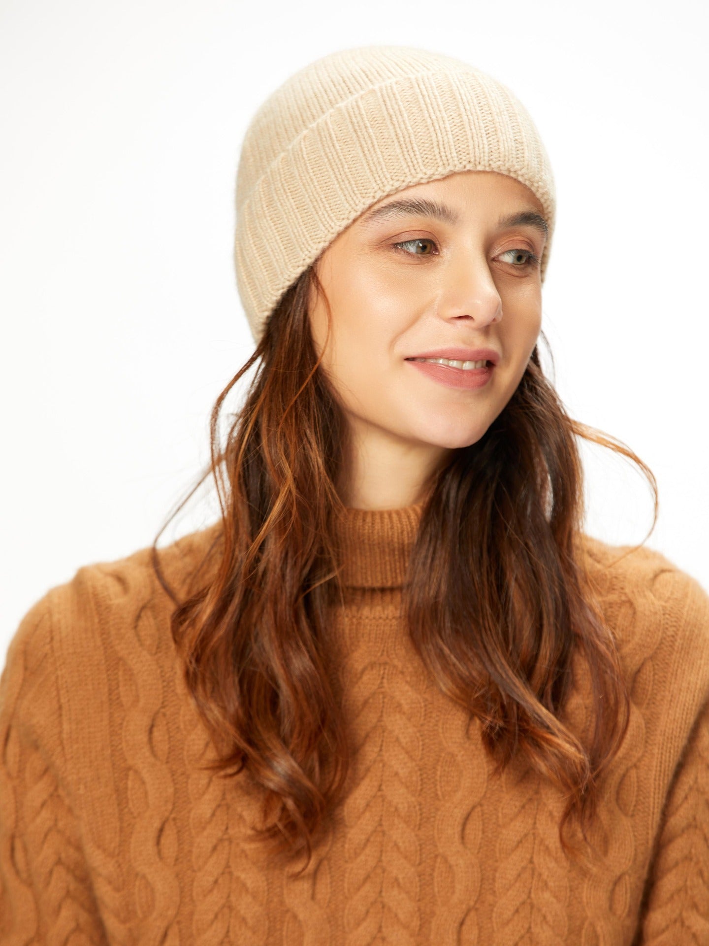 Unisex Cashmere  Basic Beanie Beige - Gobi Cashmere