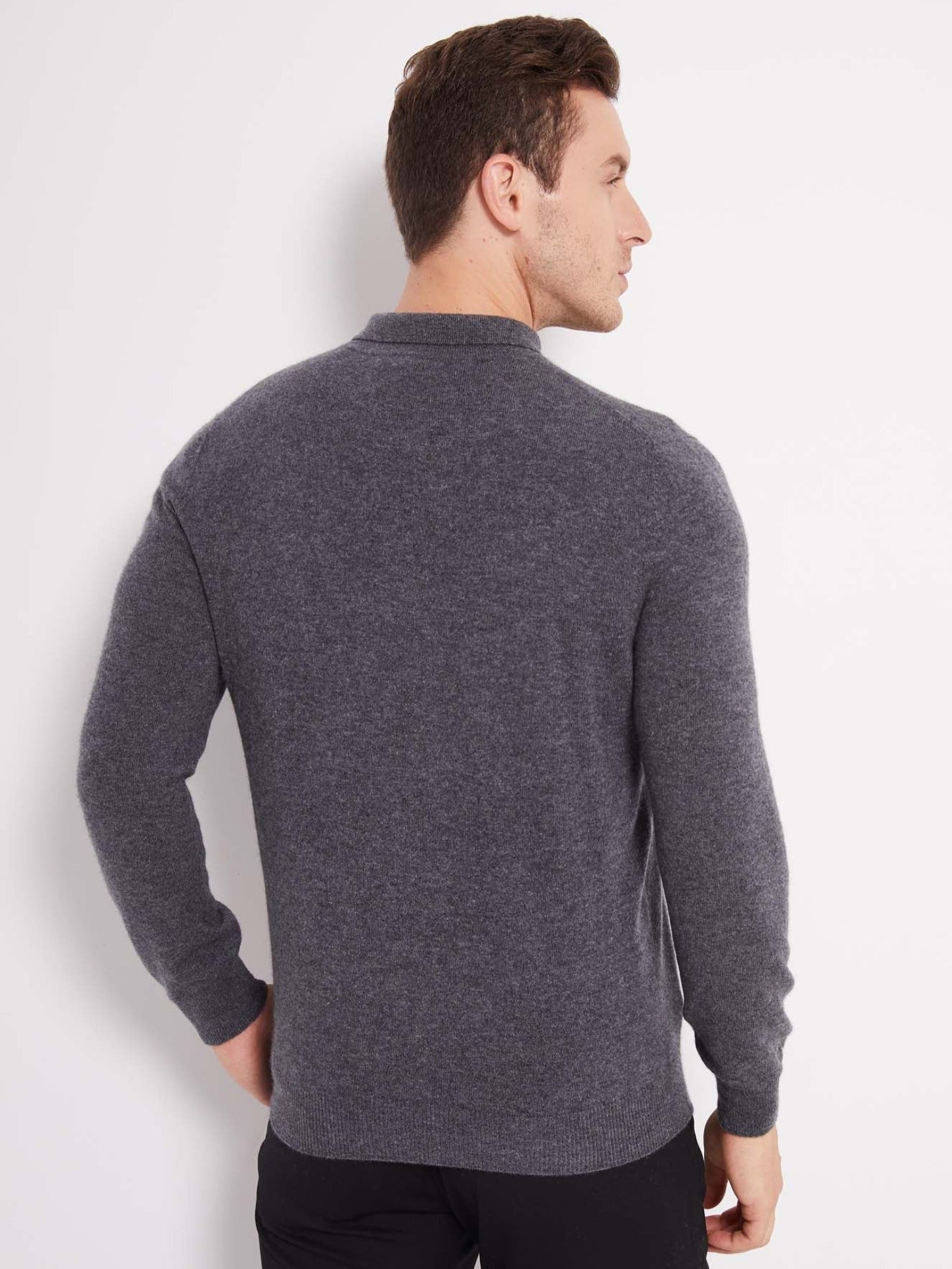 Men's Cashmere Polo Sweater Dim Gray - Gobi Cashmere