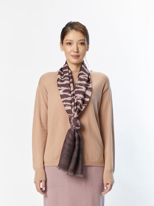 Women's Cashmere Animal Print Scarf Decadent Chocolate - Gobi Cashmere