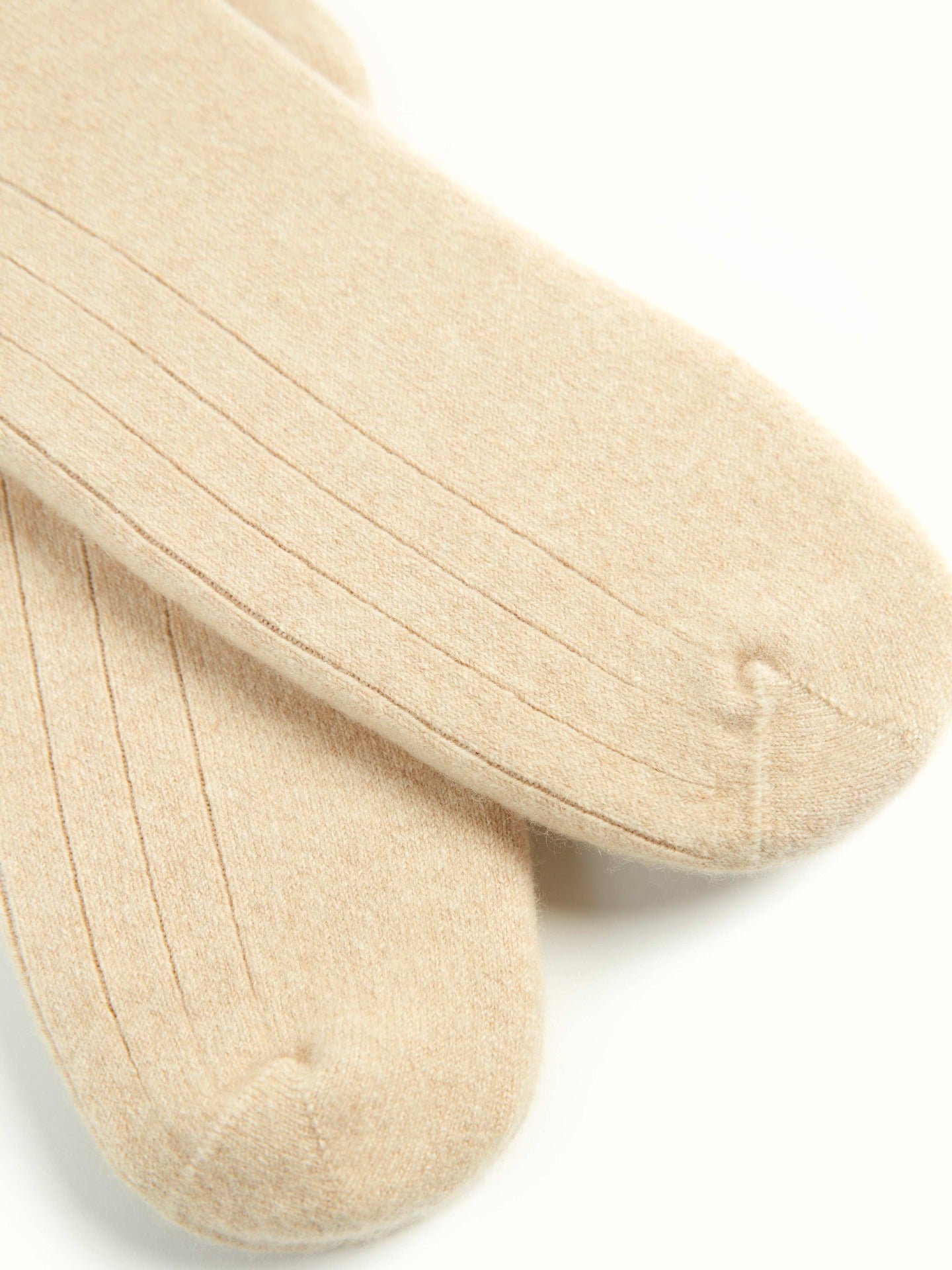 Organic Color Unisex Cashmere Trim Knit Bed Socks Beige - Gobi Cashmere
