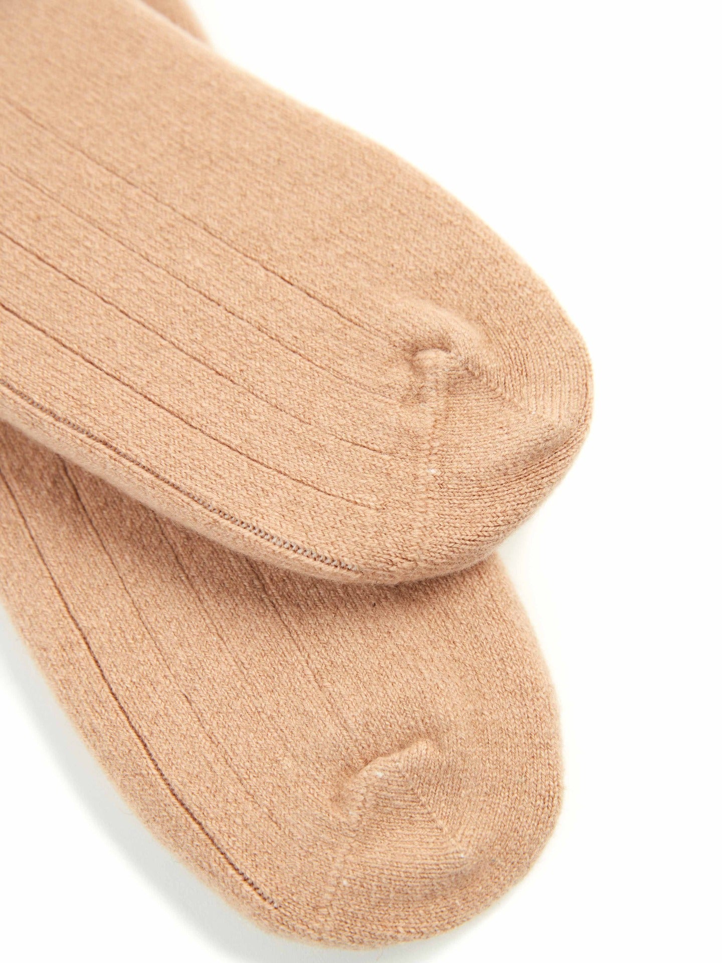 Unisex Cashmere Trim Knit Bed Socks Light Camel - Gobi Cashmere