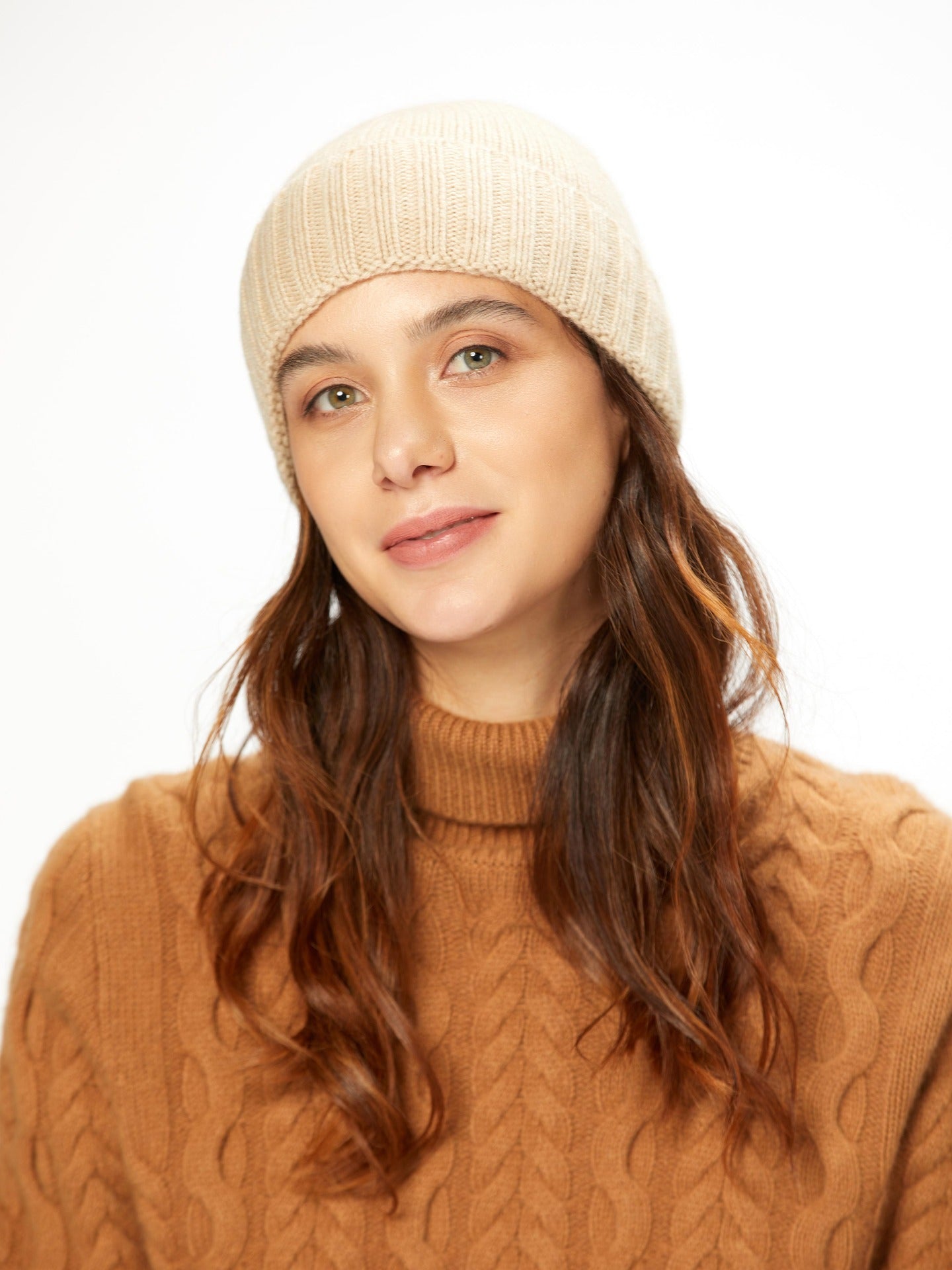 Unisex Cashmere  Basic Beanie Beige - Gobi Cashmere