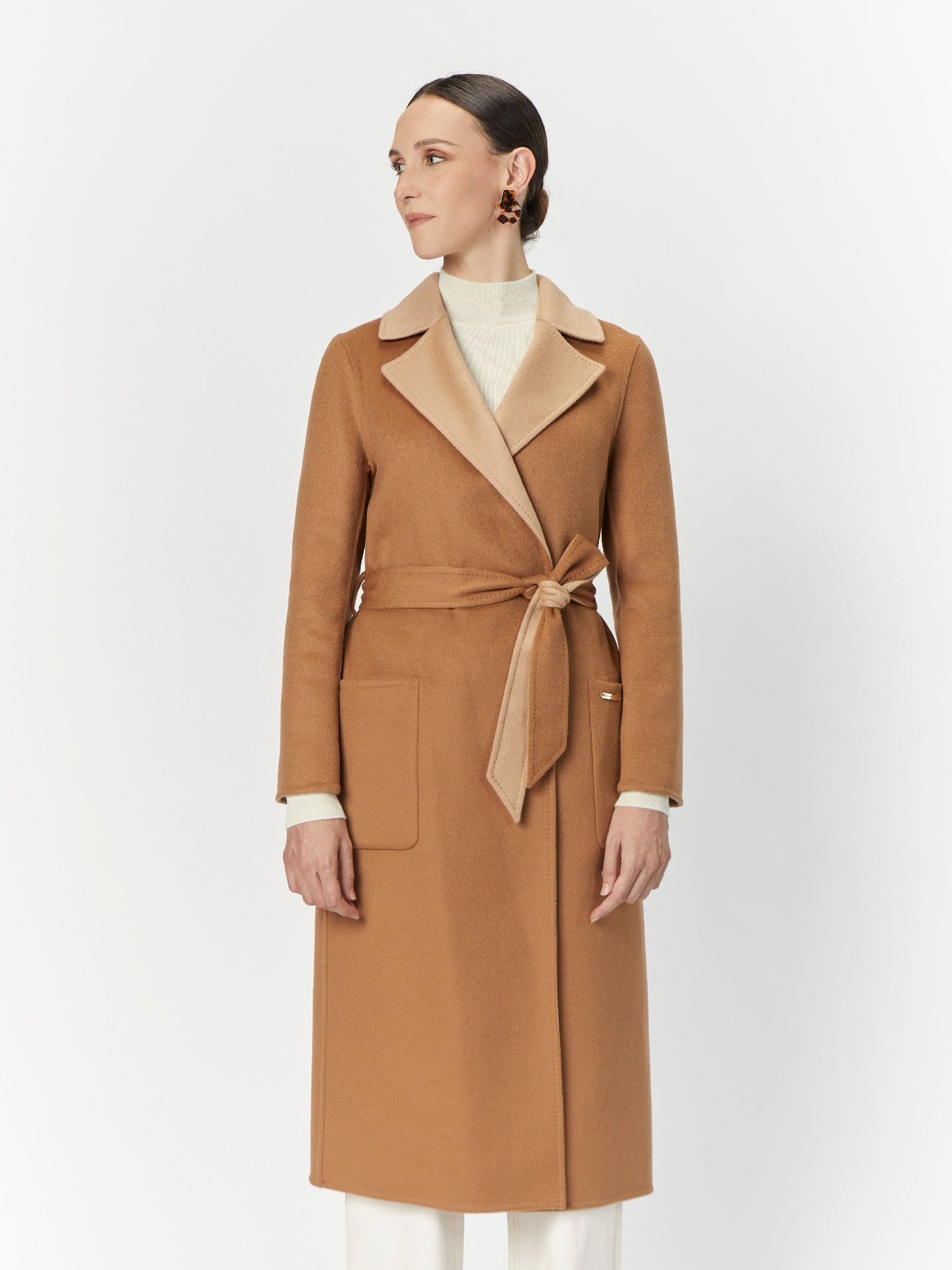 Women's Cashmere Reversible Long Coat Camel -  Gobi Cashmere