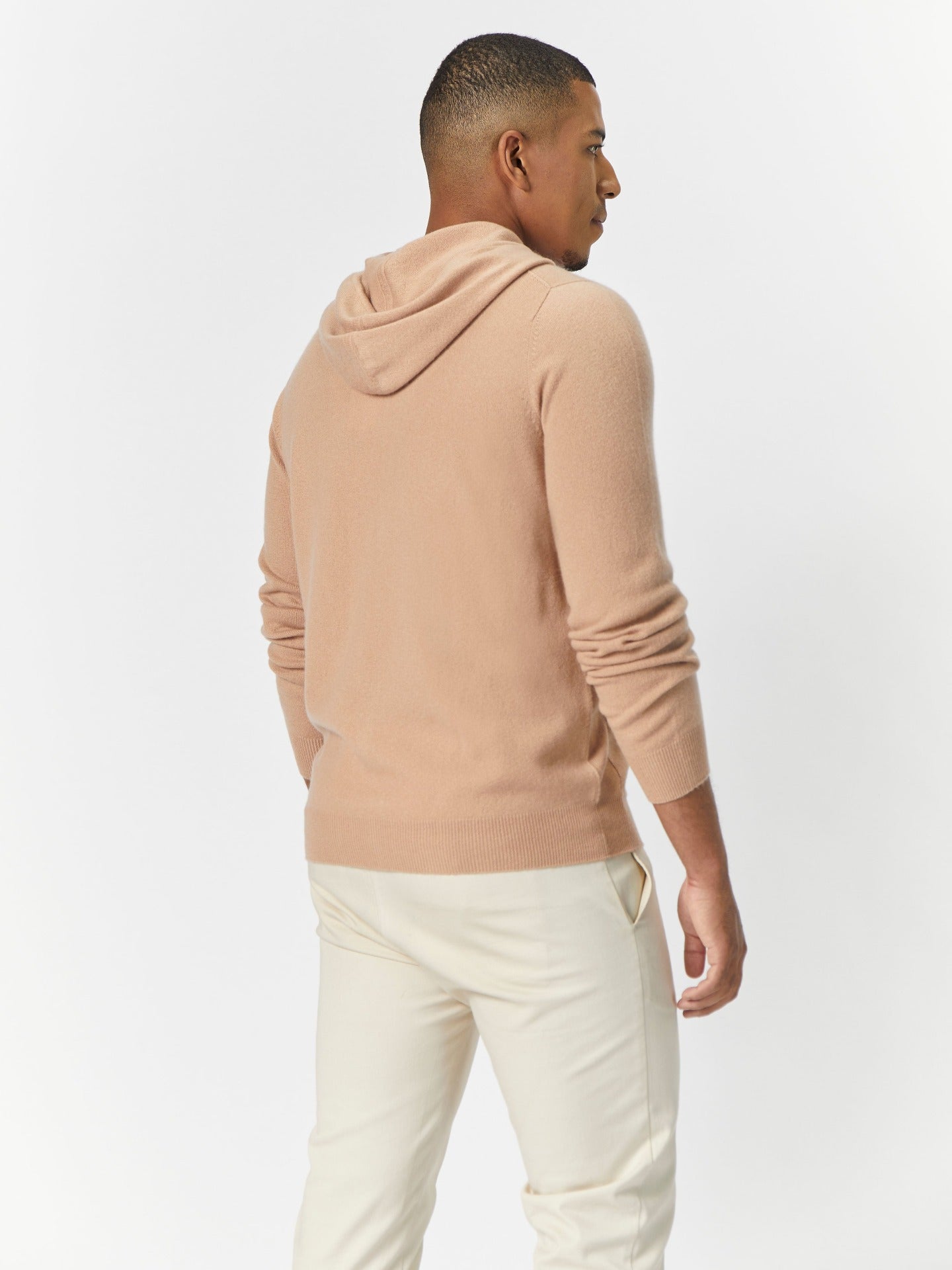Men's Cashmere Zip Hoodie Light Camel - Gobi Cashmere