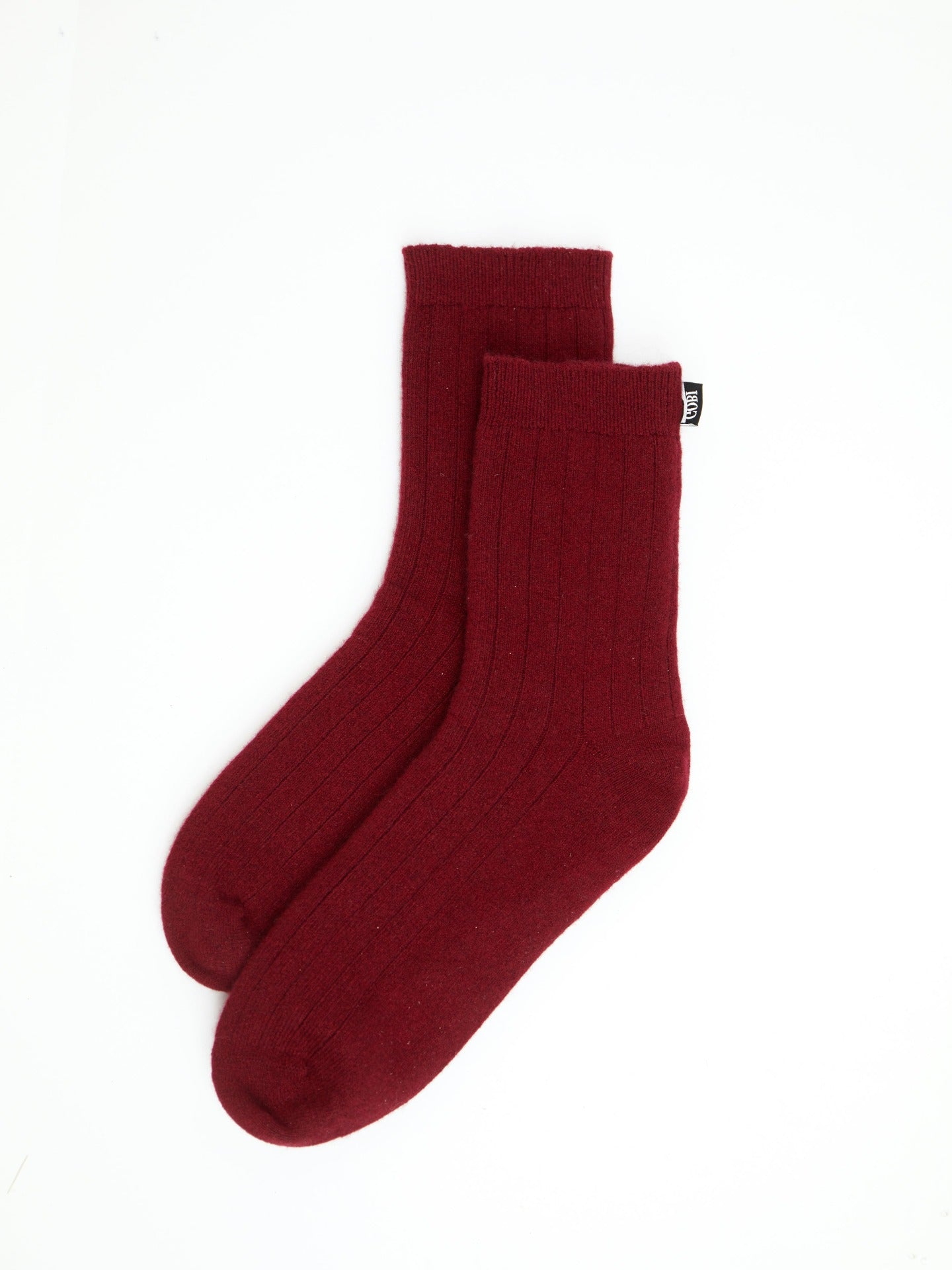 Unisex Cashmere Trim Knit Bed Socks Bordeaux - Gobi Cashmere