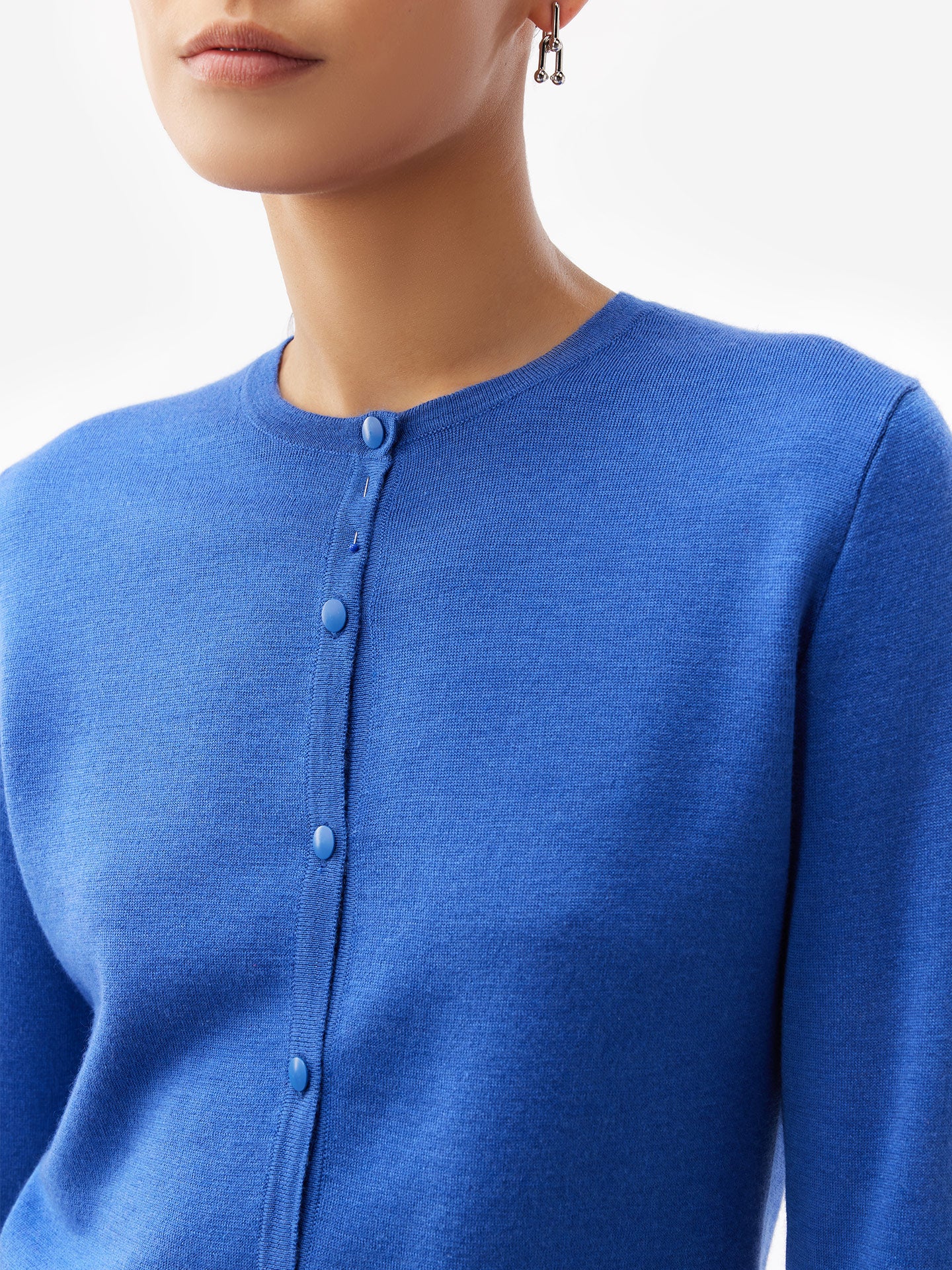 Women's Silk Cashmere Cropped Cardigan Nautical Blue - Gobi Cashmere