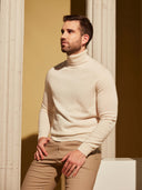 Men's Cashmere Basic Turtle Neck Sweater Marshmallow - Gobi Cashmere