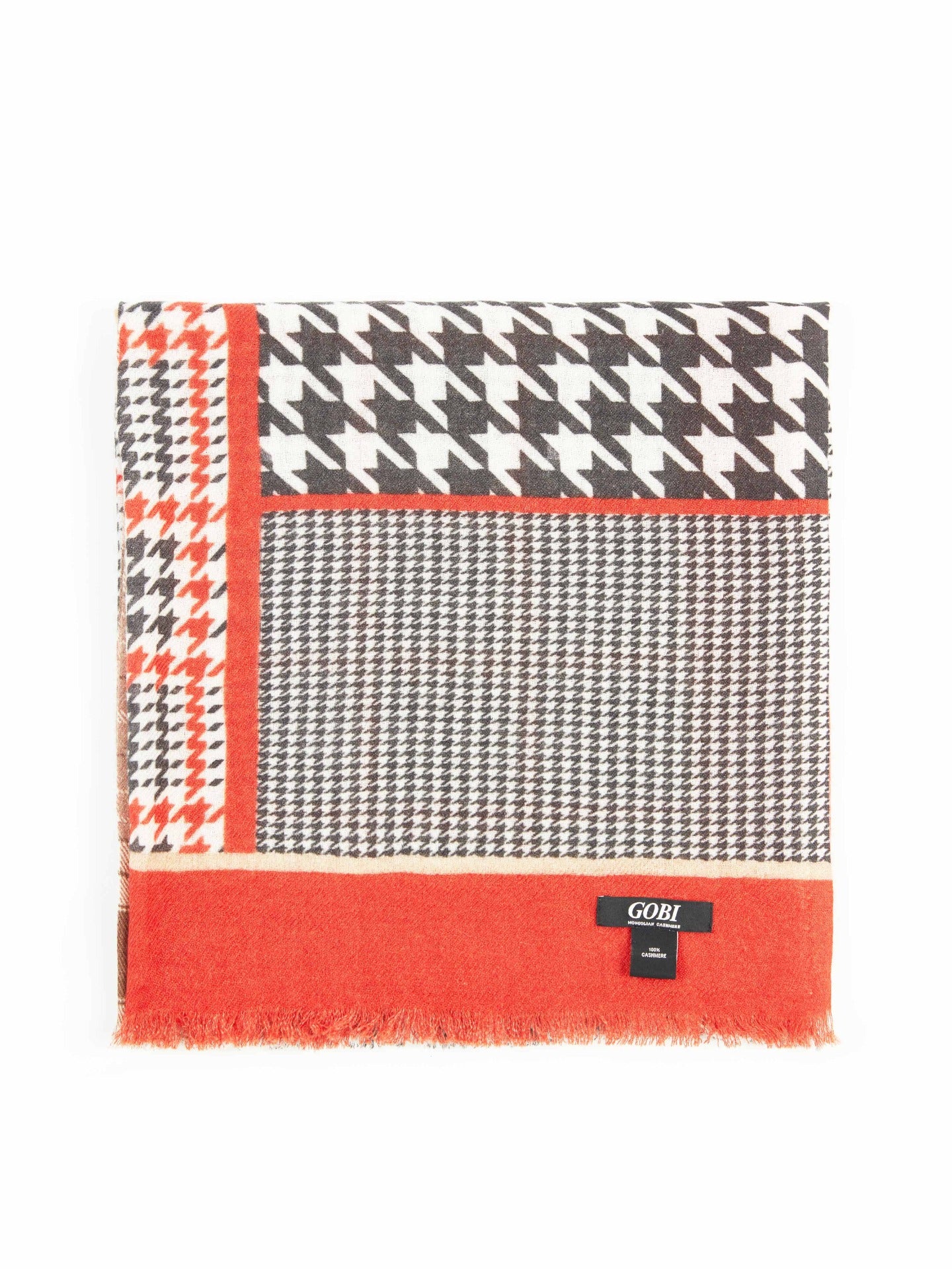 Women's Cashmere Abstract Check Pattern Printed Shawl Red - Gobi Cashmere