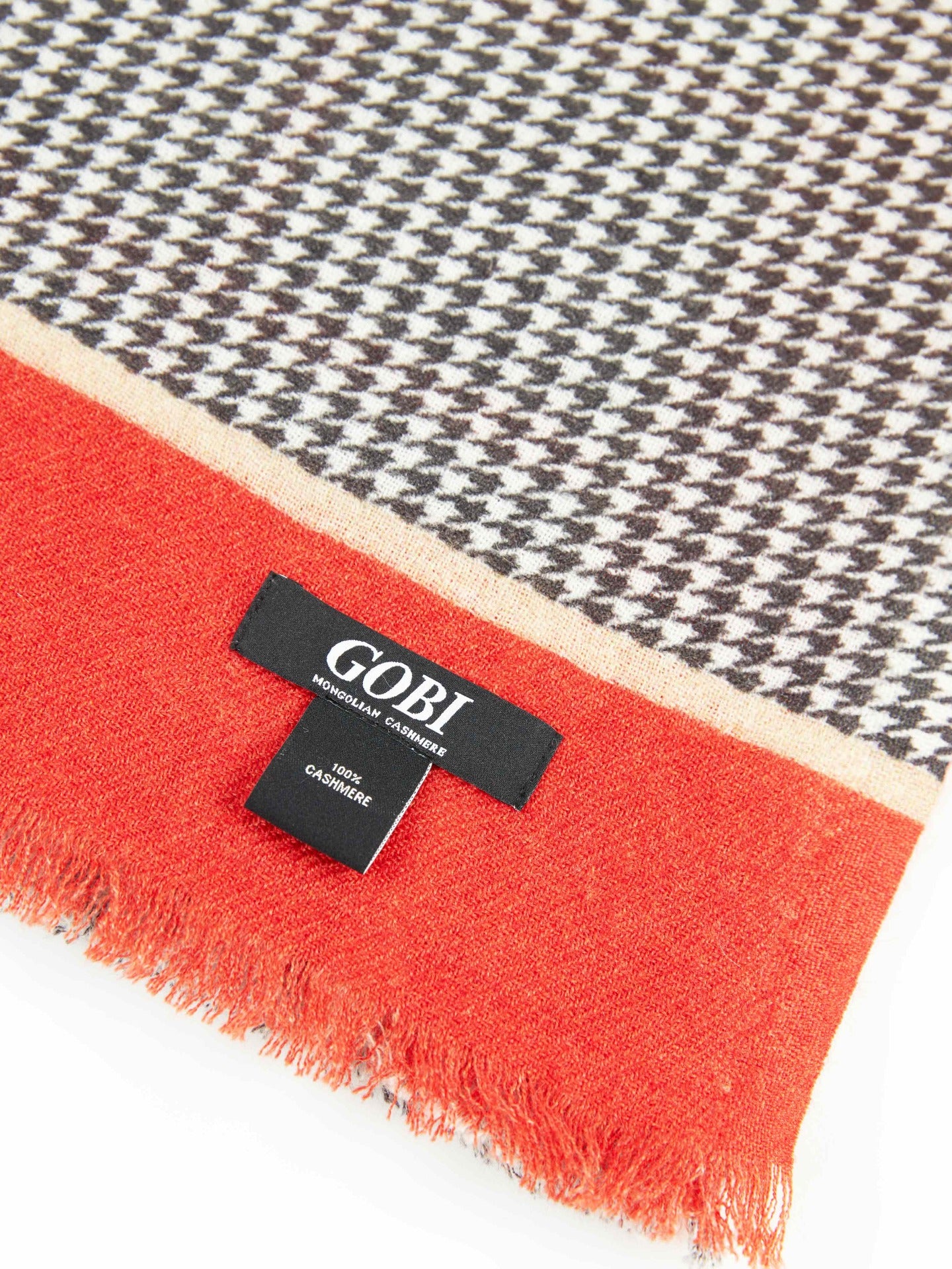 Women's Cashmere Abstract Check Pattern Printed Shawl Red - Gobi Cashmere