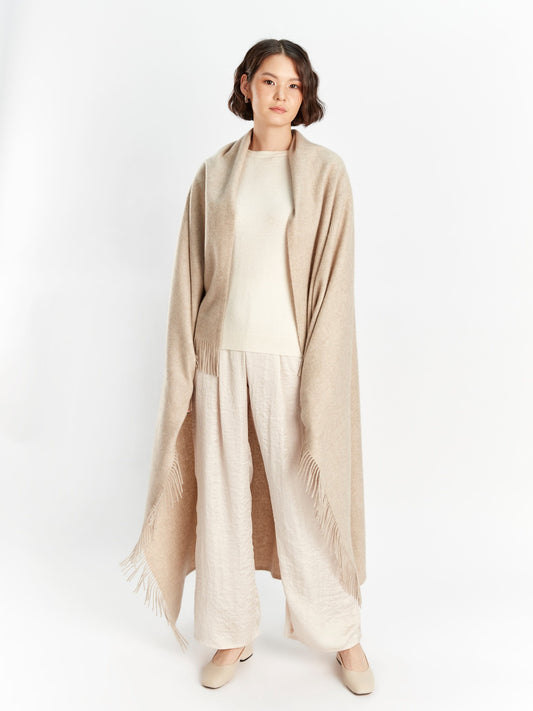 Cashmere Medium Fringe Blanket Warm Gray - Gobi Cashmere