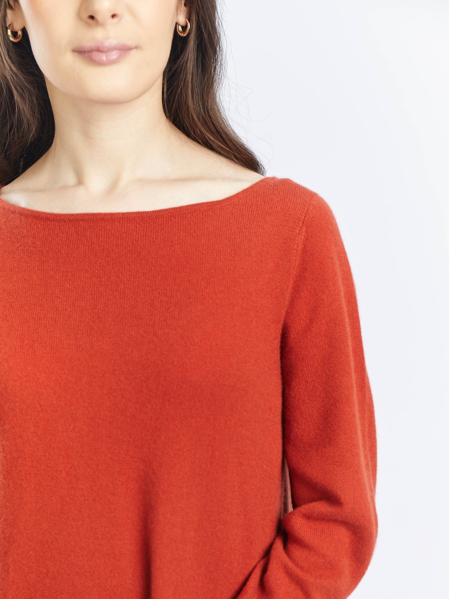 Women's Cashmere Boat Neck Dress Red Clay - Gobi Cashmere