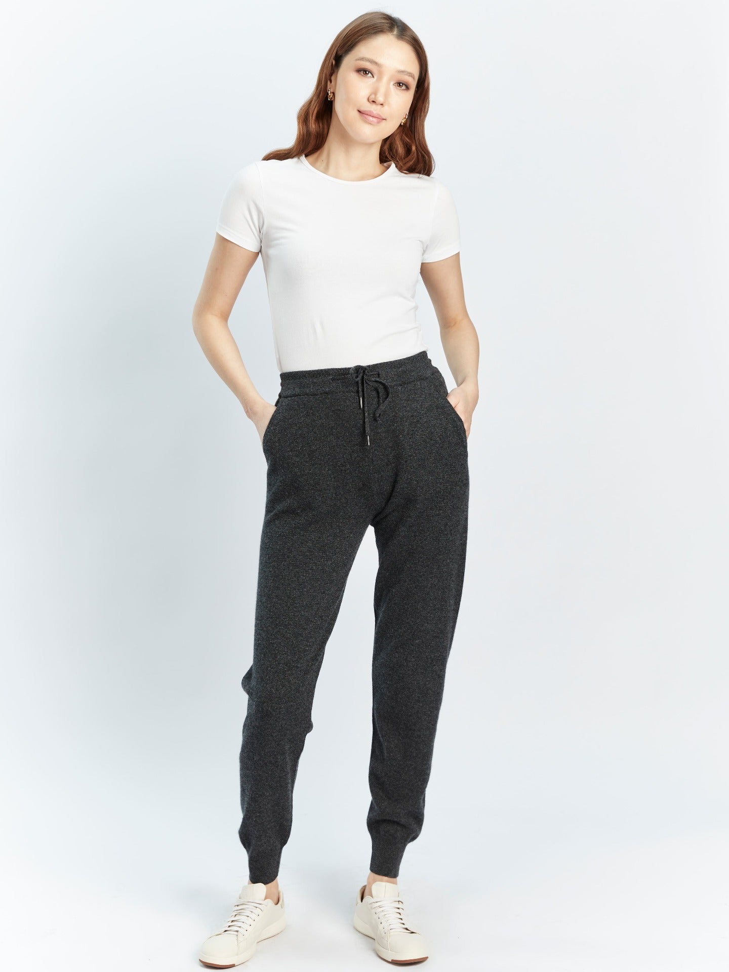 Women's Cashmere Cuffed Jogger Charcoal - Gobi Cashmere