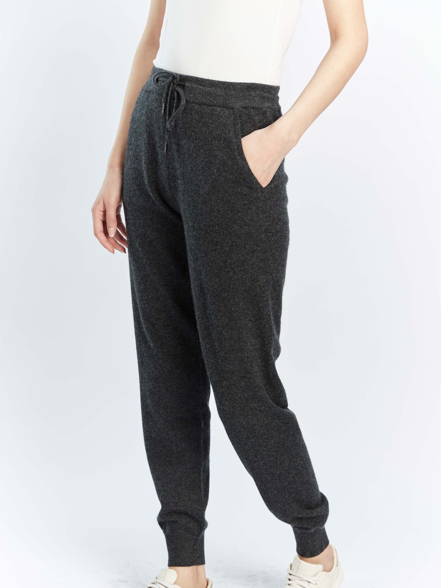 Women's Cashmere Cuffed Jogger Charcoal - Gobi Cashmere