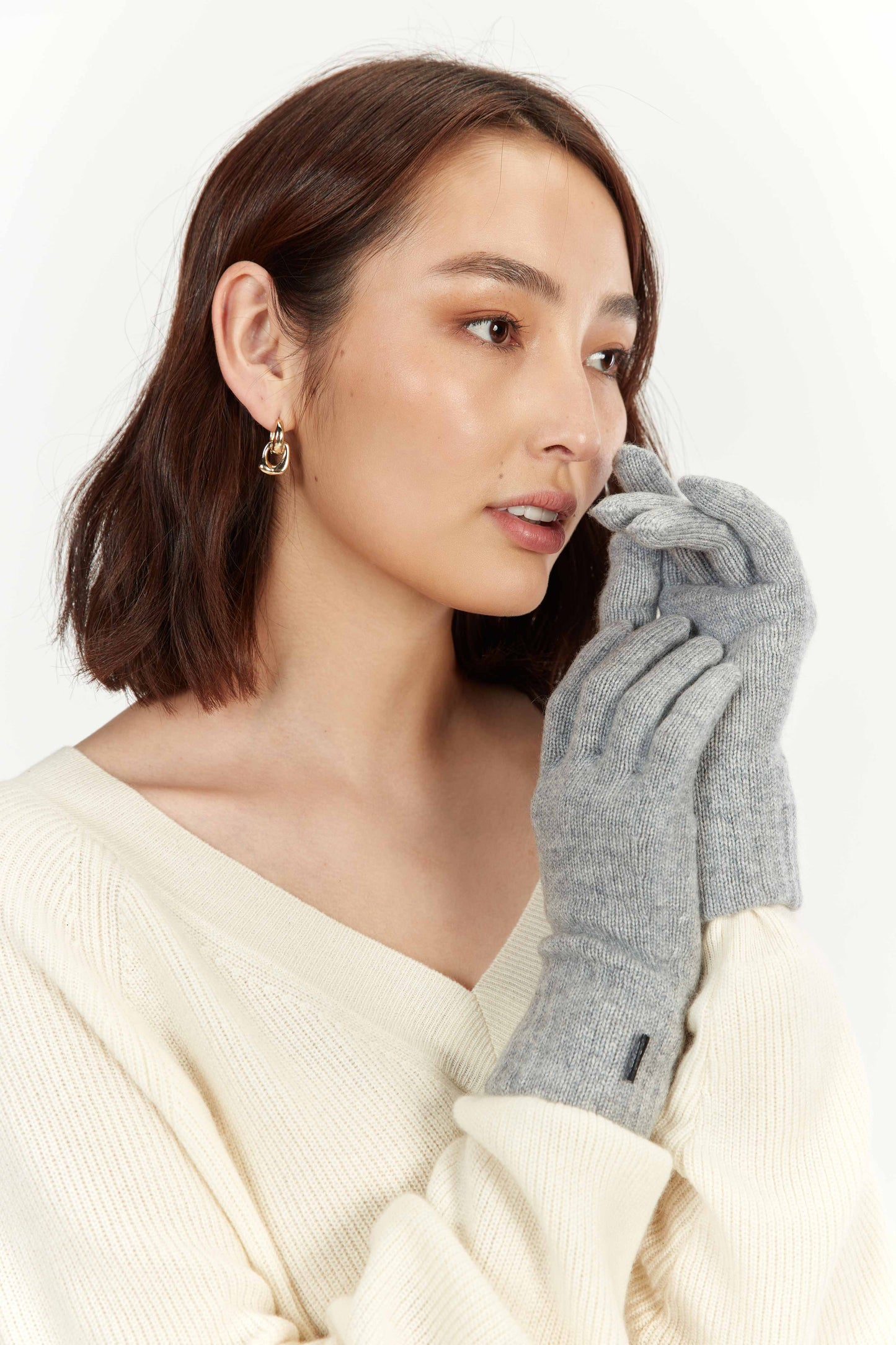 Women's Cashmere Short Gloves Vapor Blue - Gobi Cashmere