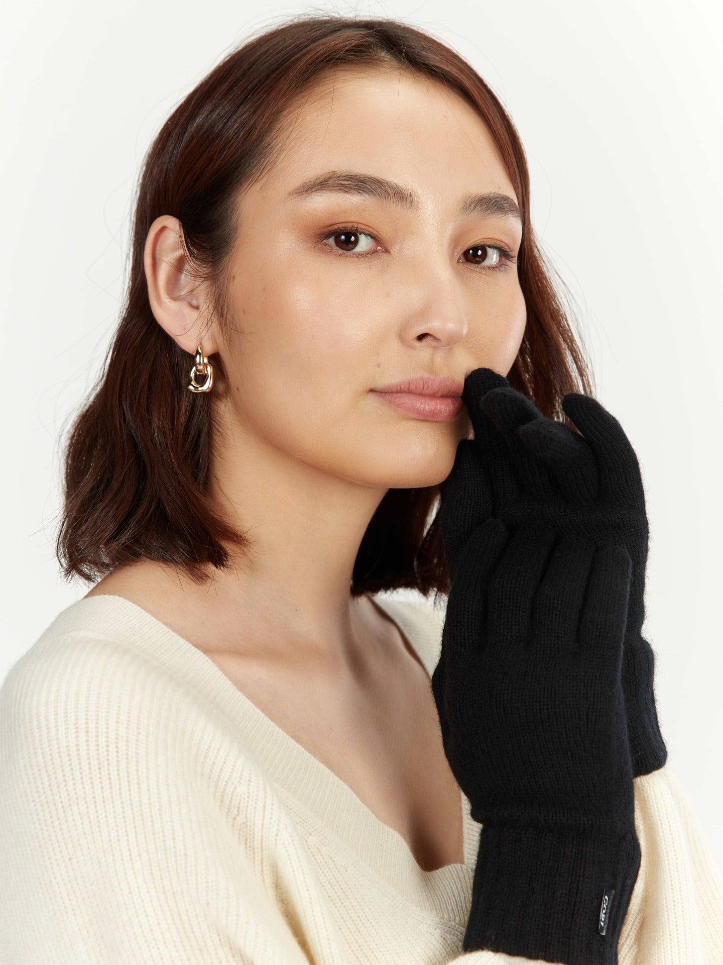 Women's Cashmere Short Gloves Black - Gobi Cashmere