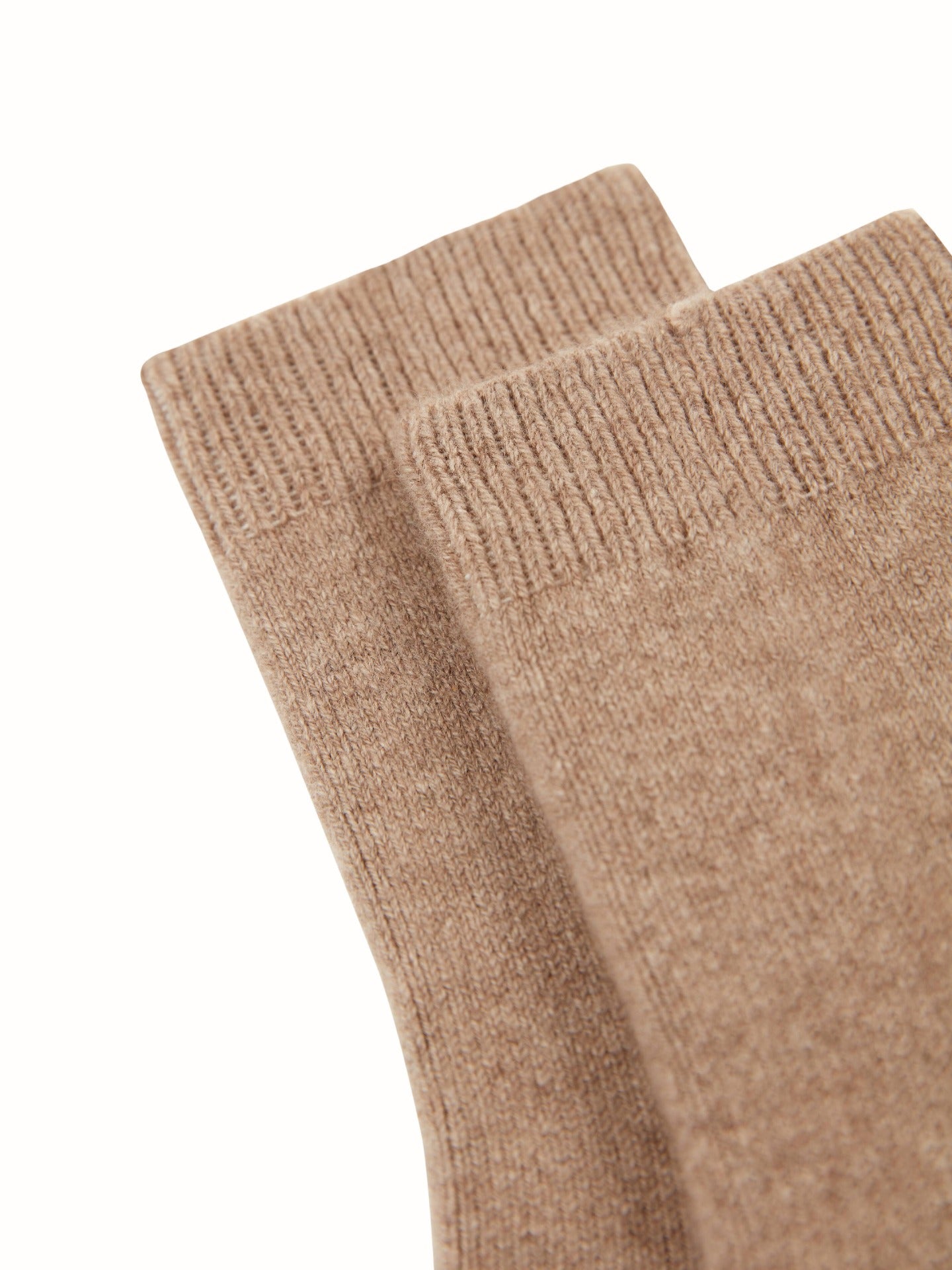 Women's Cashmere  Organic Color Unisex Rib Knit Bed Socks Taupe - Gobi Cashmere