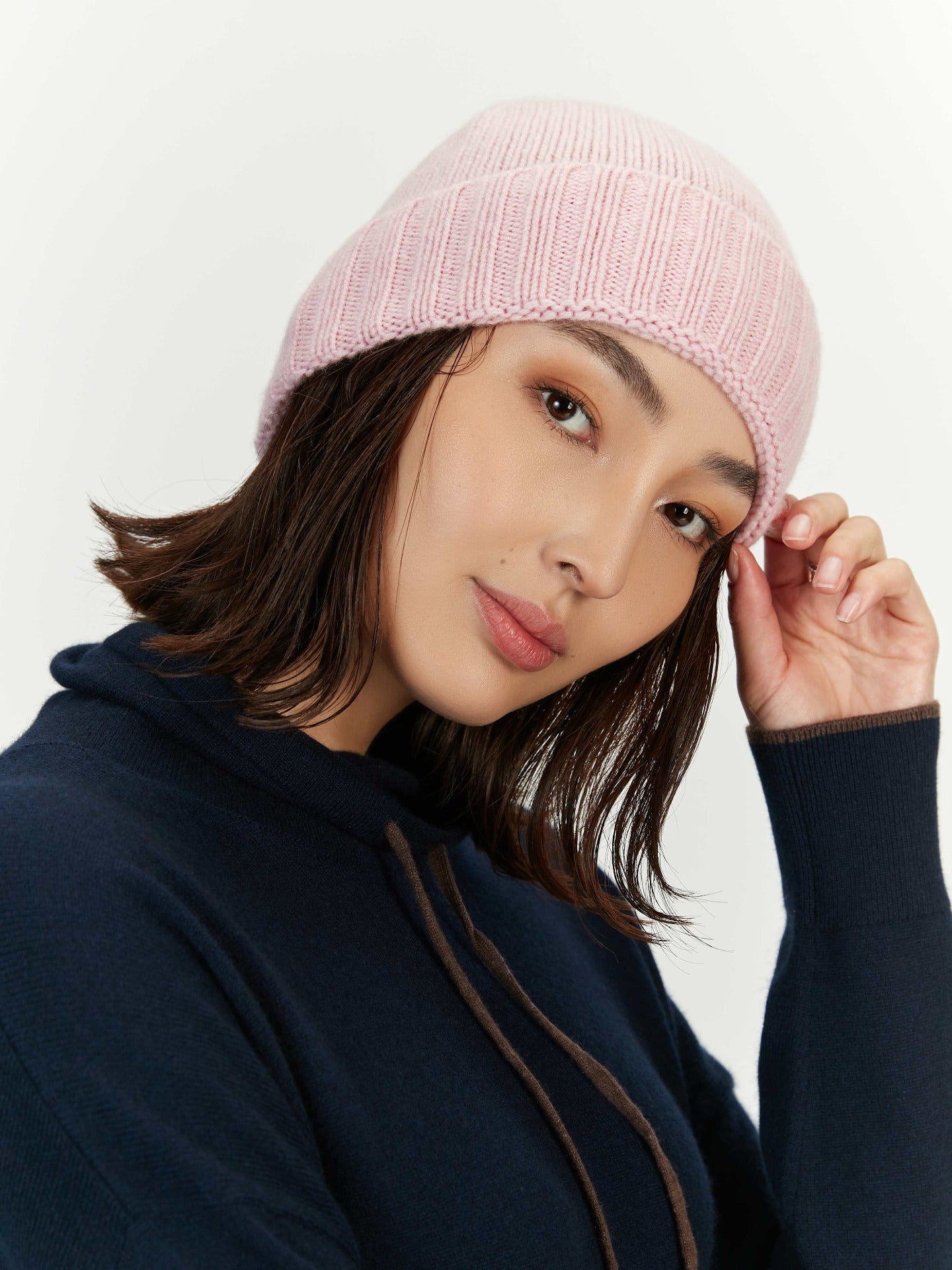 Unisex Cashmere Basic Beanie Almond Blossom - Gobi Cashmere