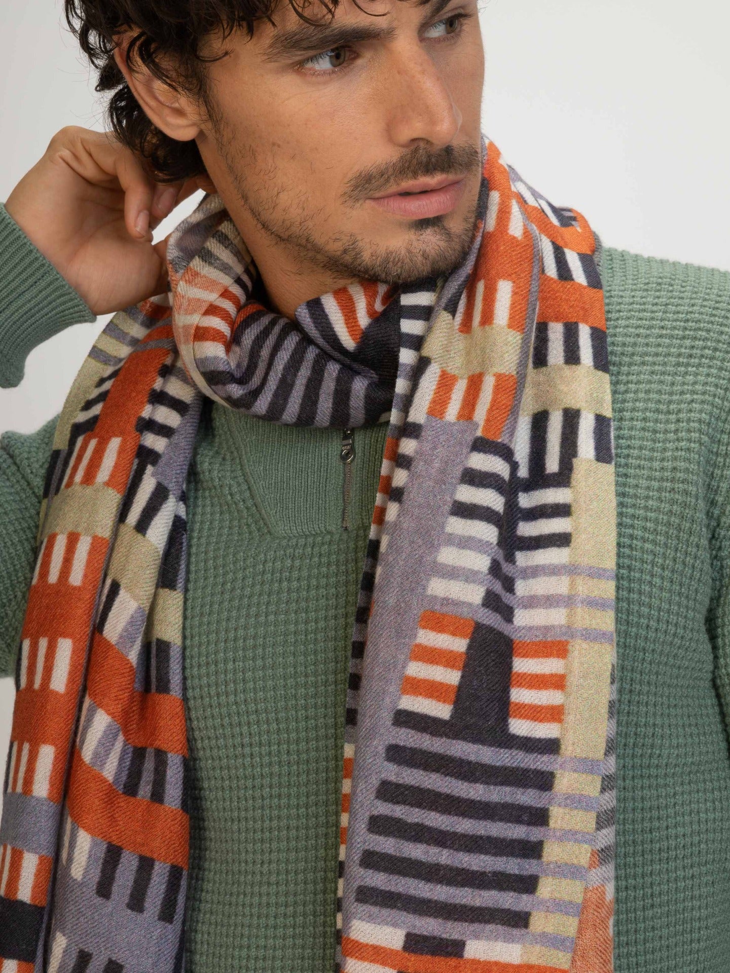 Unisex Cashmere Printed Shawl Purple Impression - Gobi Cashmere