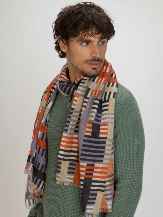 Unisex Cashmere Printed Shawl Purple Impression - Gobi Cashmere