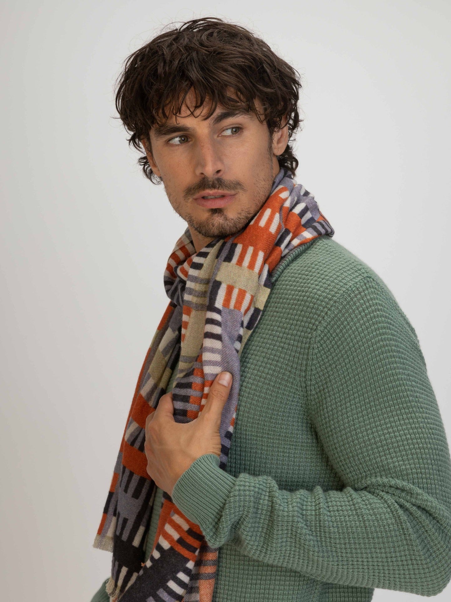 Unisex Cashmere Printed Shawl Purple Impression - Gobi Cashmere