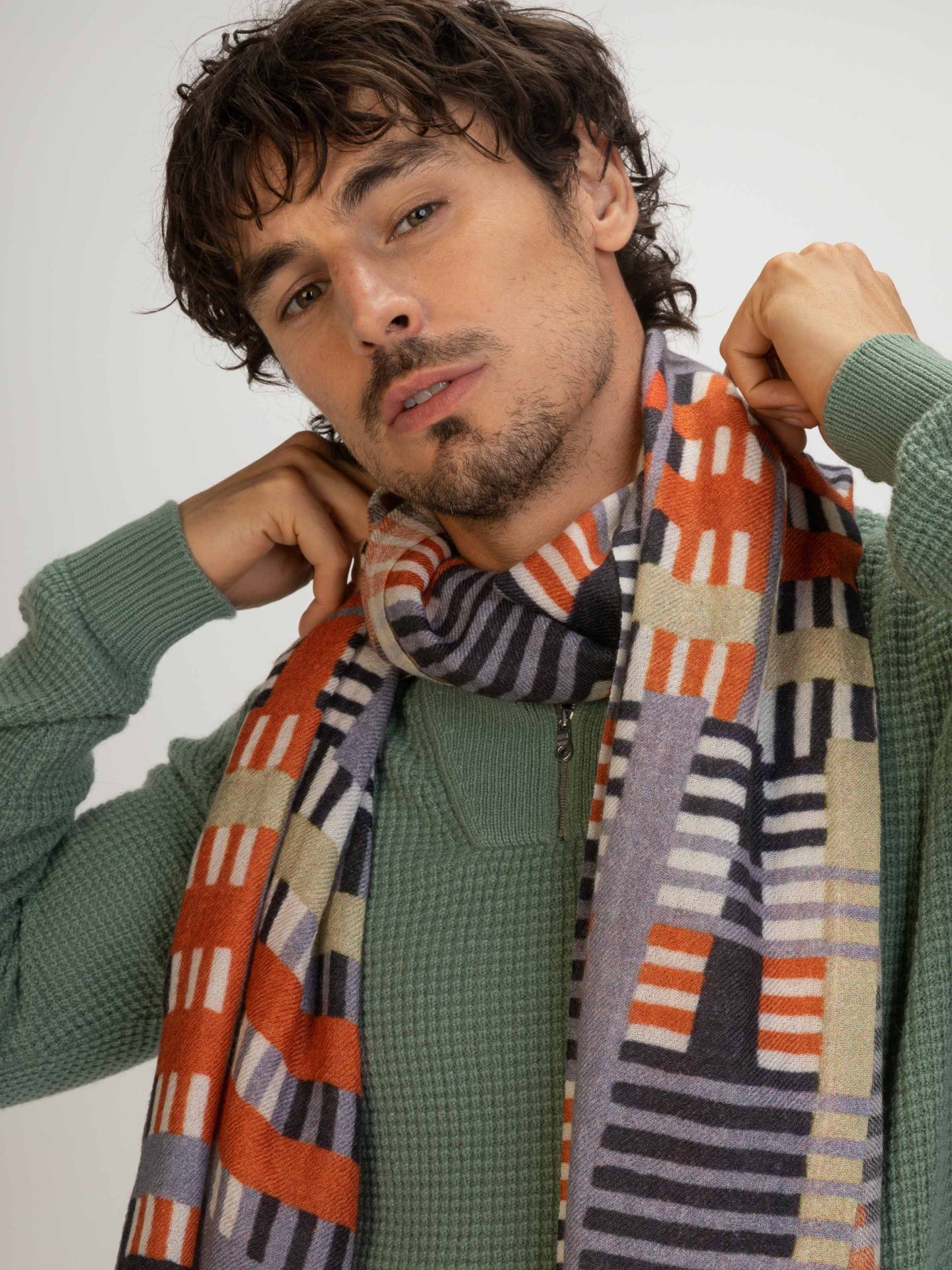 Unisex Cashmere Printed Shawl Purple Impression - Gobi Cashmere