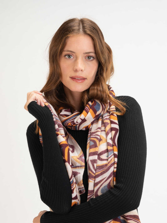 Unisex Cashmere Printed Shawl Winetasting - Gobi Cashmere