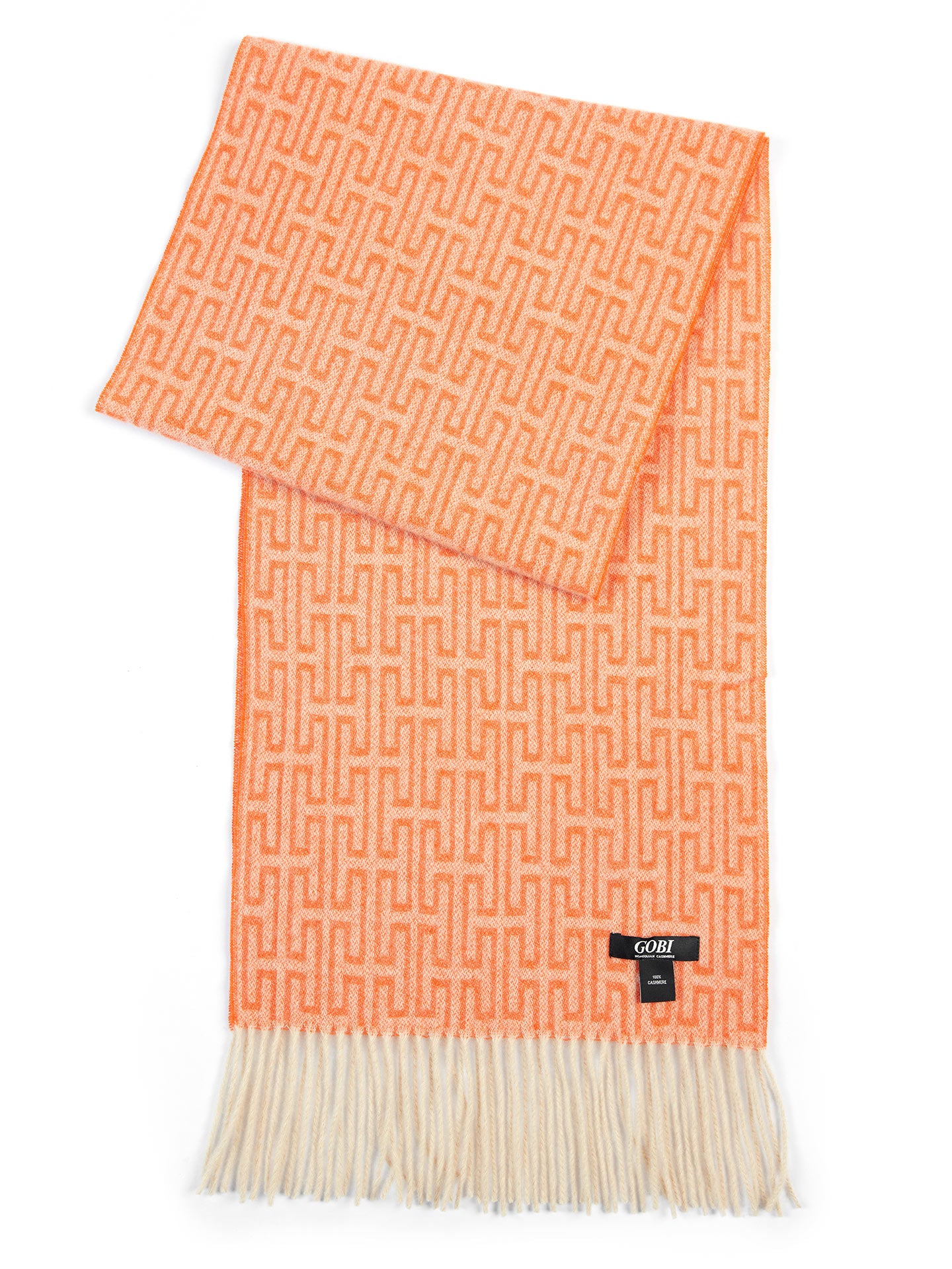 Men's Cashmere Classic Check Scarf Red Orange - Gobi Cashmere