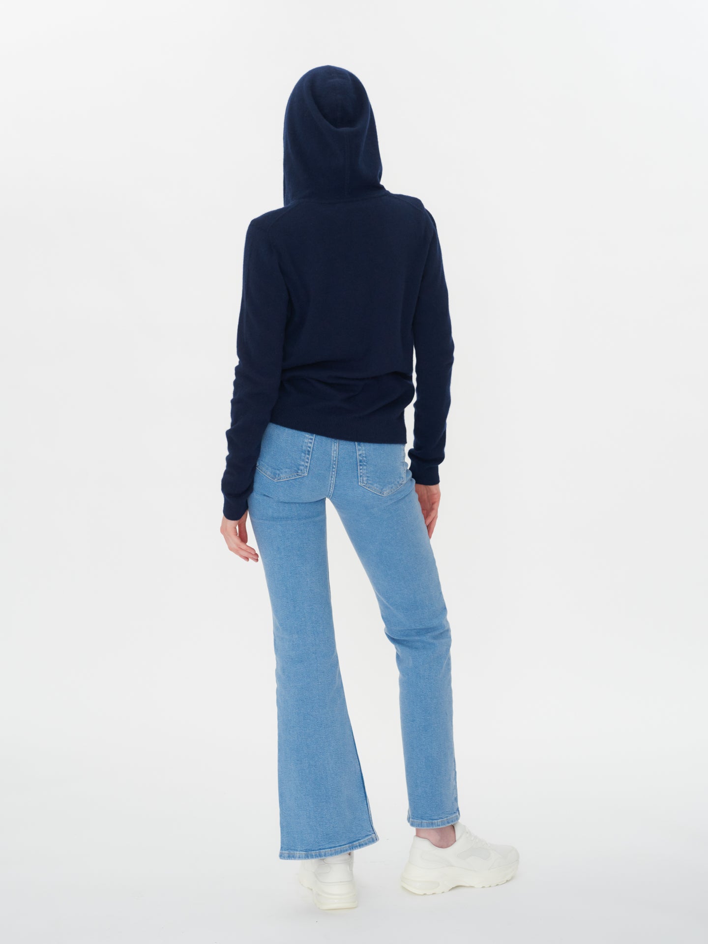Women's Cashmere Full-Zip Hoodie Navy - Gobi Cashmere