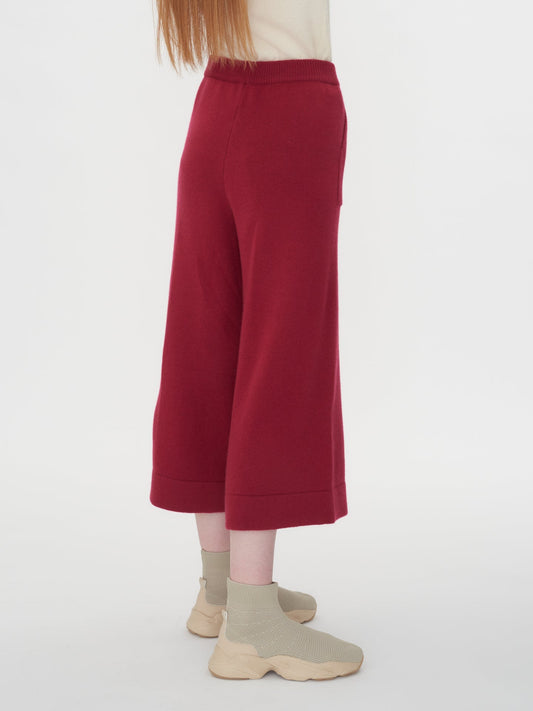 Women's Cashmere Knitted Culottes Cabernet - Gobi Cashmere