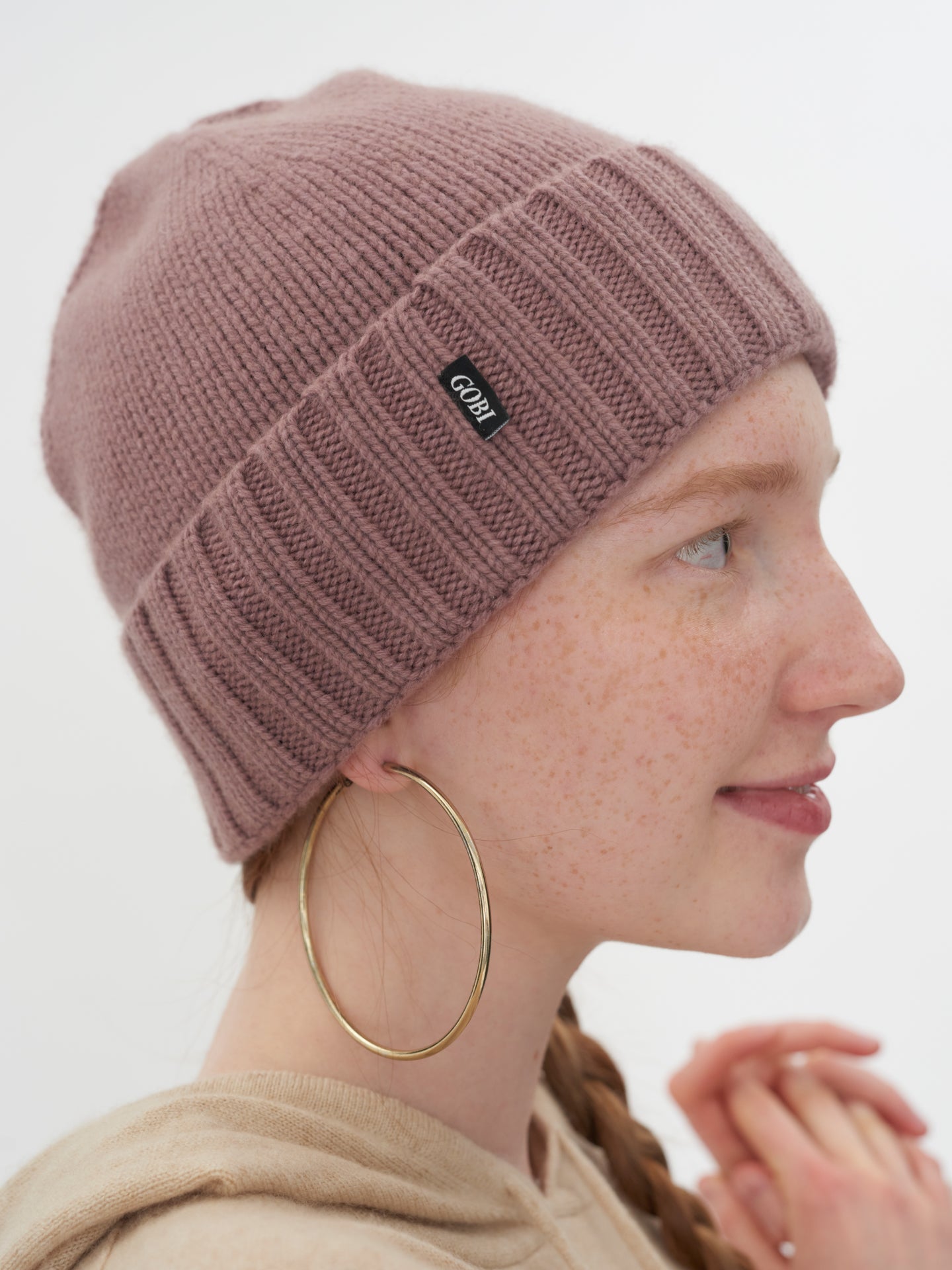 Unisex Cashmere Basic Beanie Twilight Mauve - Gobi Cashmere