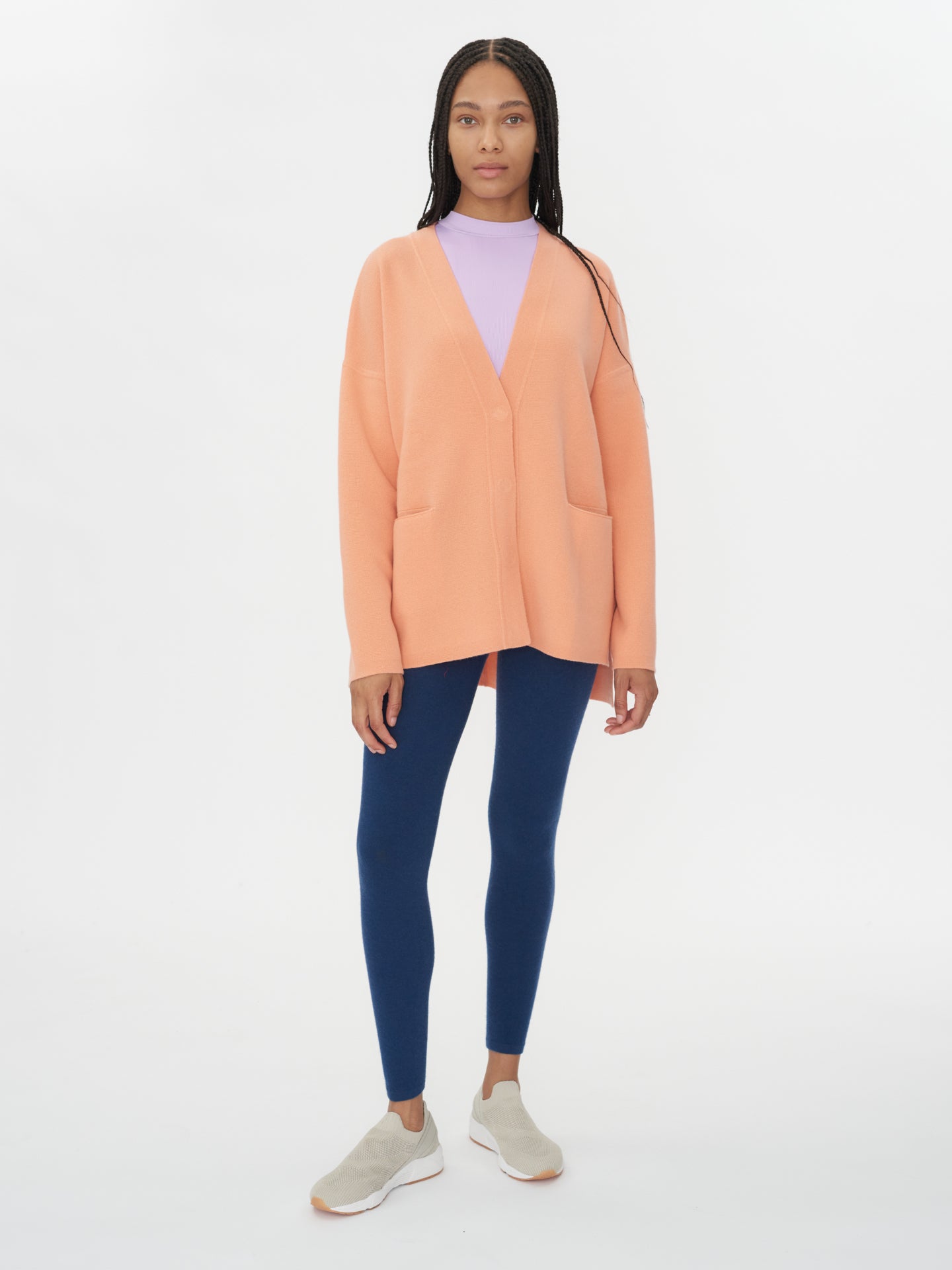 Women's Cashmere Chunky Cardigan Peach Nectar - Gobi Cashmere 
