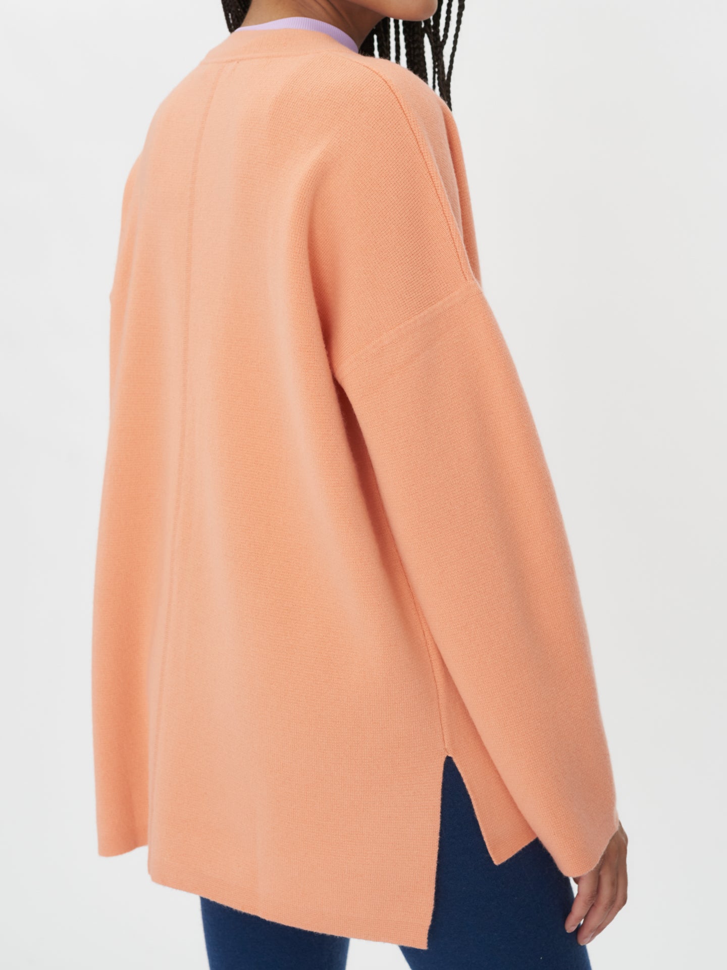 Women's Cashmere Chunky Cardigan Peach Nectar - Gobi Cashmere