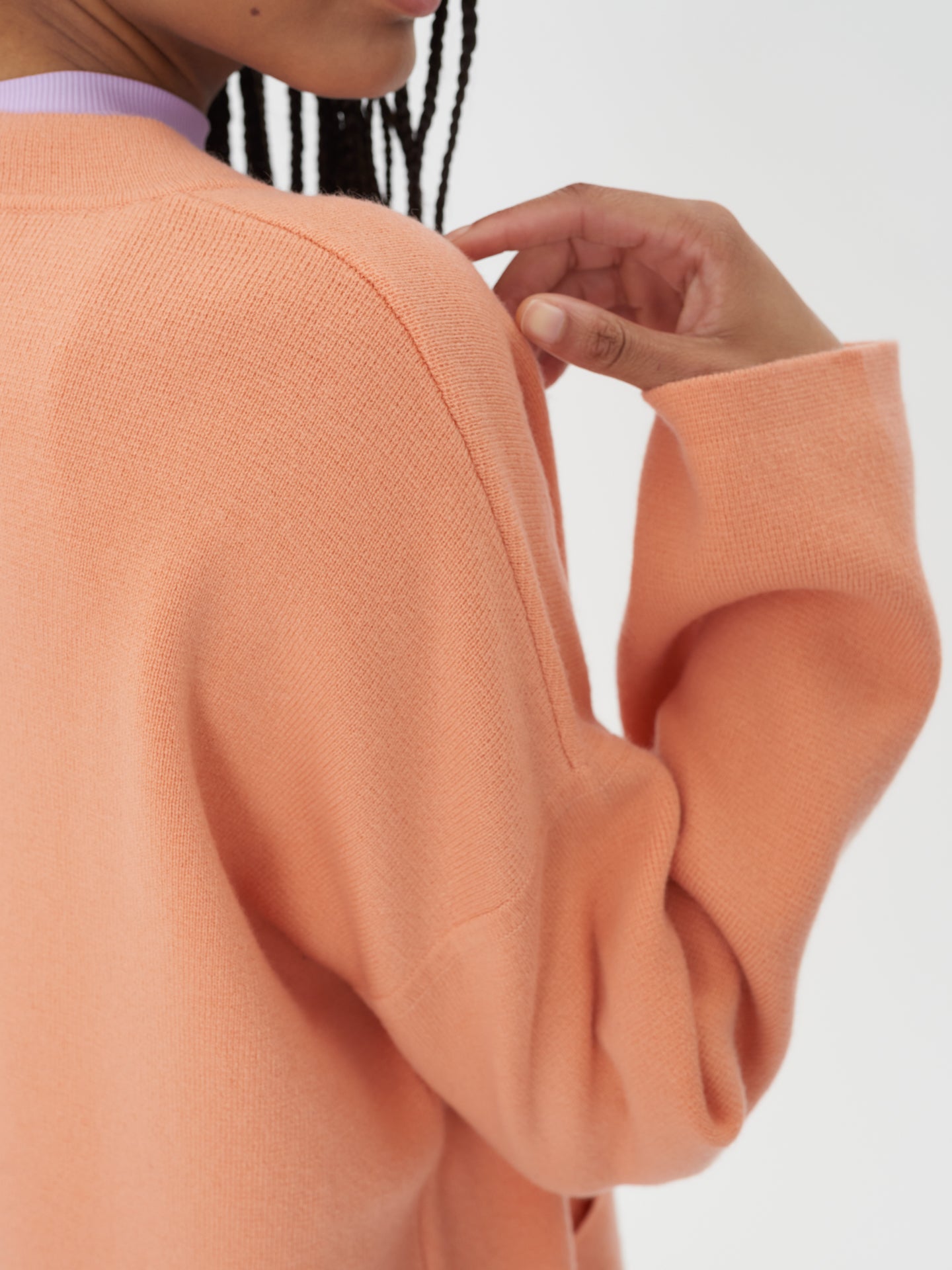 Women's Cashmere Chunky Cardigan Peach Nectar - Gobi Cashmere