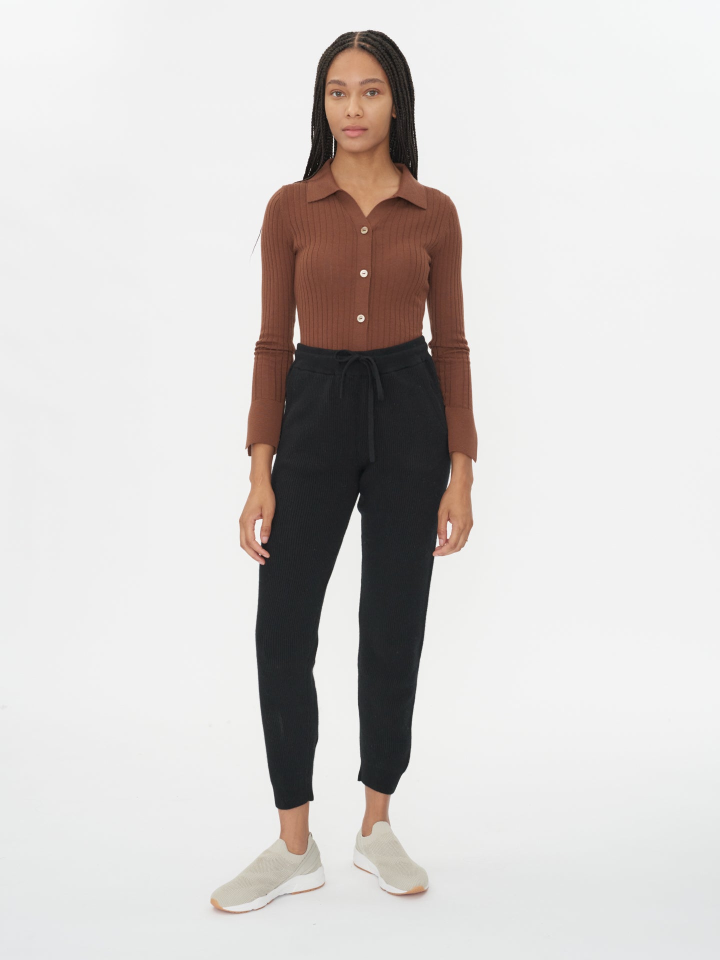 Women's Cashmere Joggers Black - Gobi Cashmere