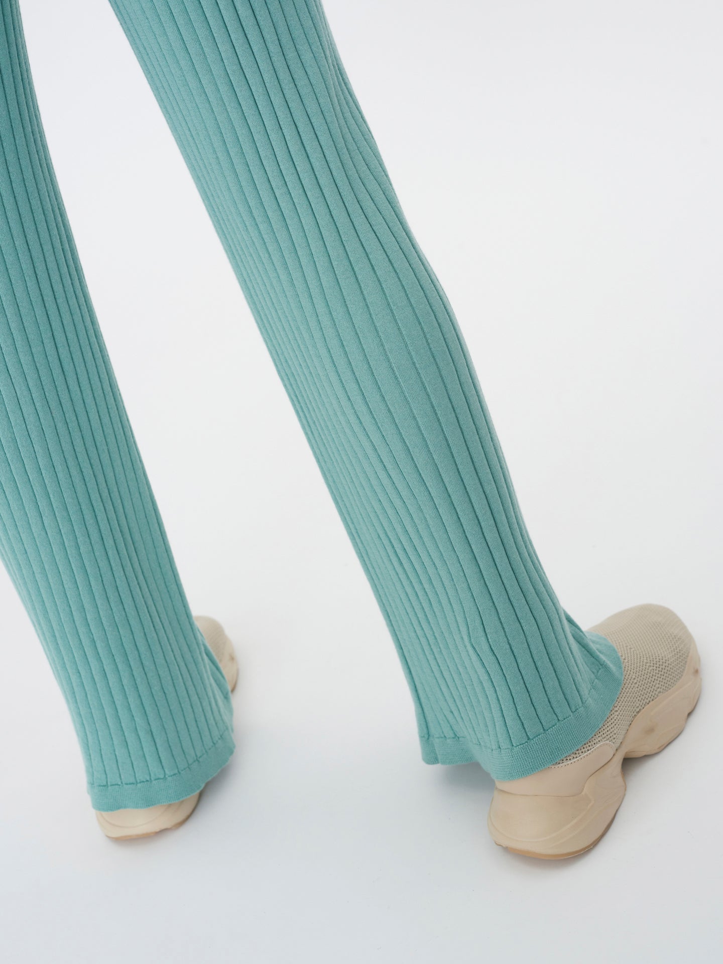 Women's Silk Cashmere Ribbed Pants Gray Mist - Gobi Cashmere