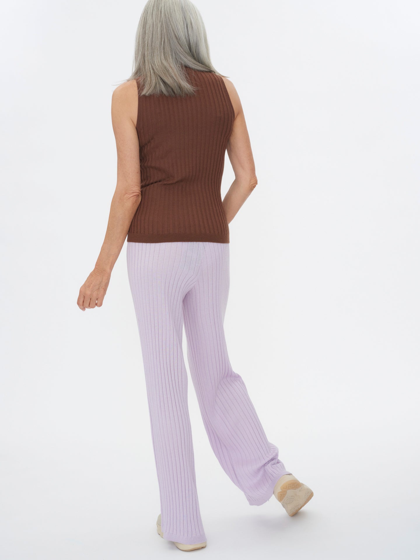 Women's Silk Cashmere Ribbed Tank Top Monk's Robe - Gobi Cashmere