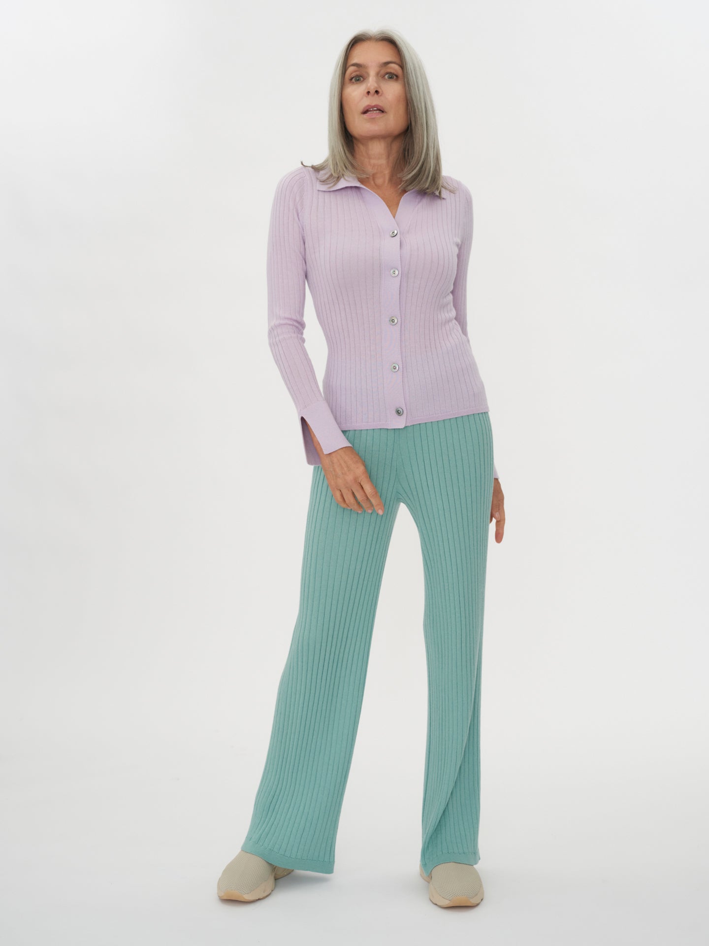 Women's Silk Cashmere Knit Button Up Cardigan Orhid Tint - Gobi Cashmere