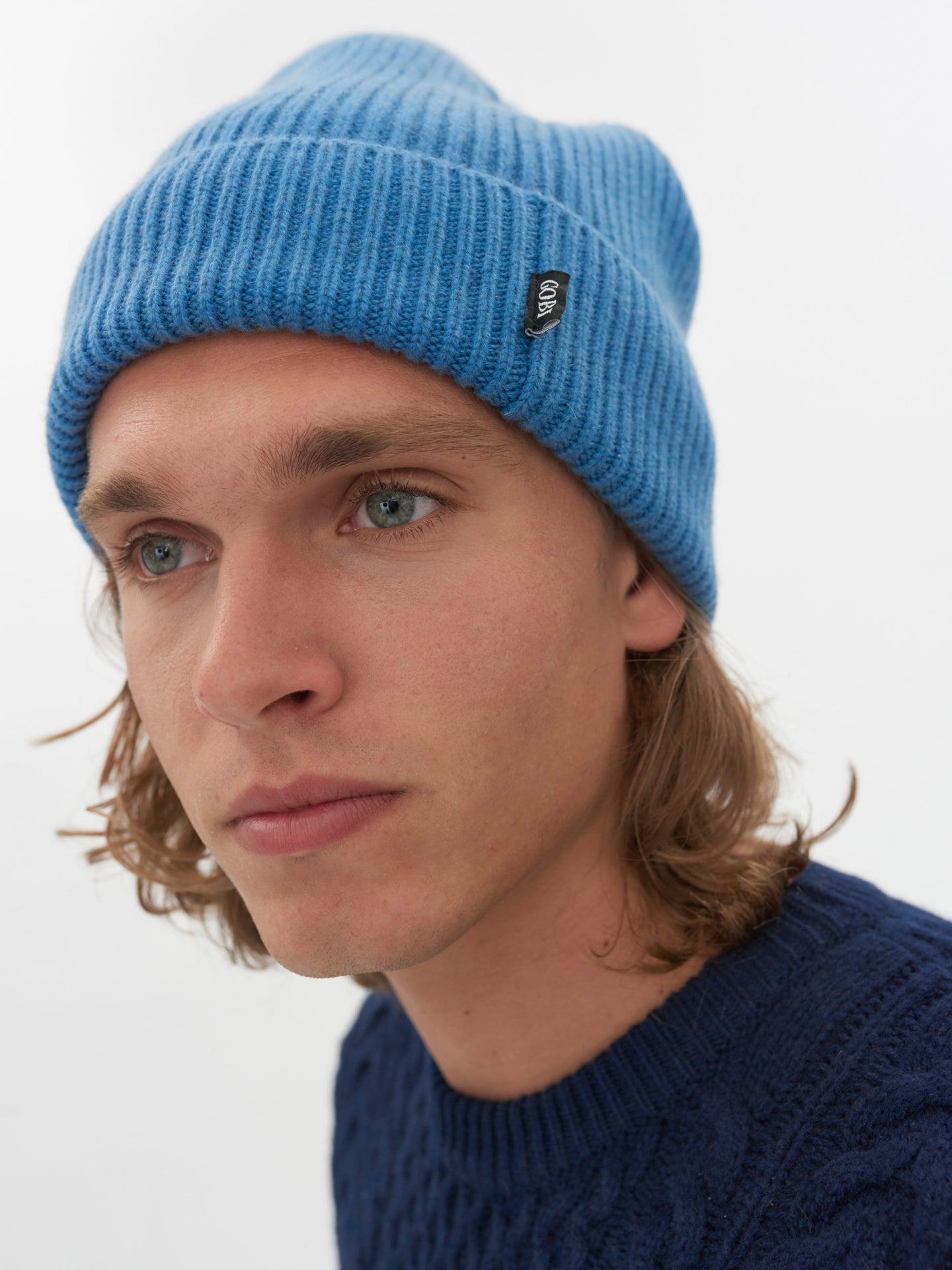 Men's Cashmere Beanie Hat Blue Heaven - Gobi Cashmere