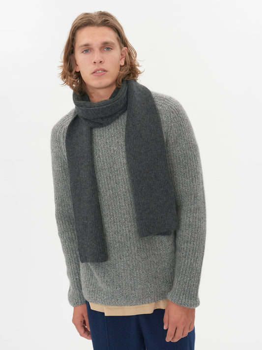 Unisex Cashmere Fishermen Knit Scarf Charcoal - Gobi Cashmere