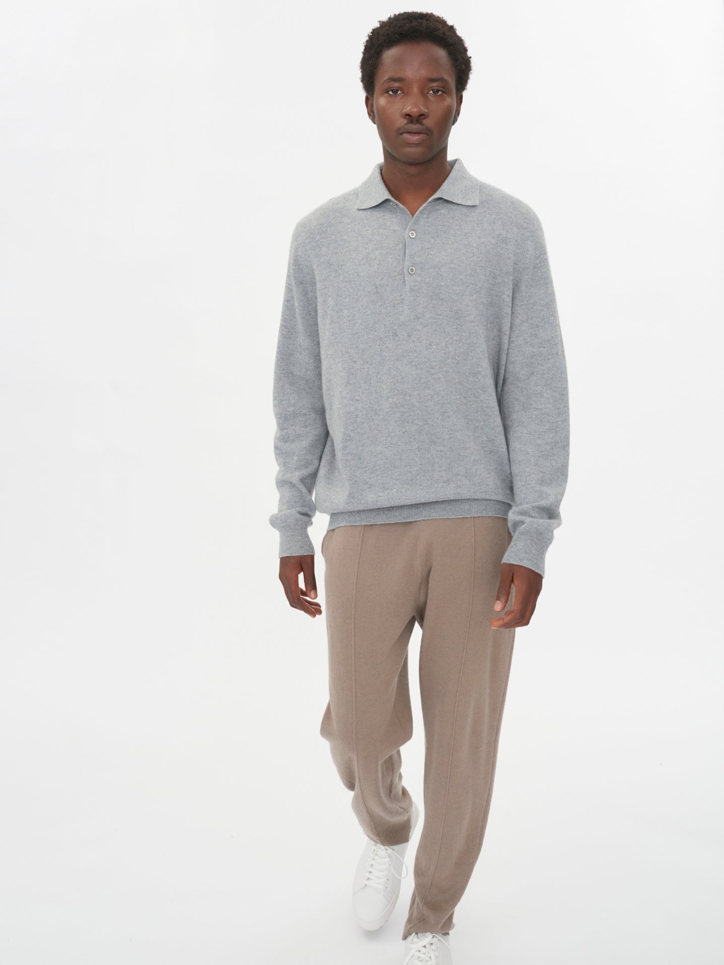 Men's Cashmere Polo Sweater Gray - Gobi Cashmere – Gobi Cashmere USA