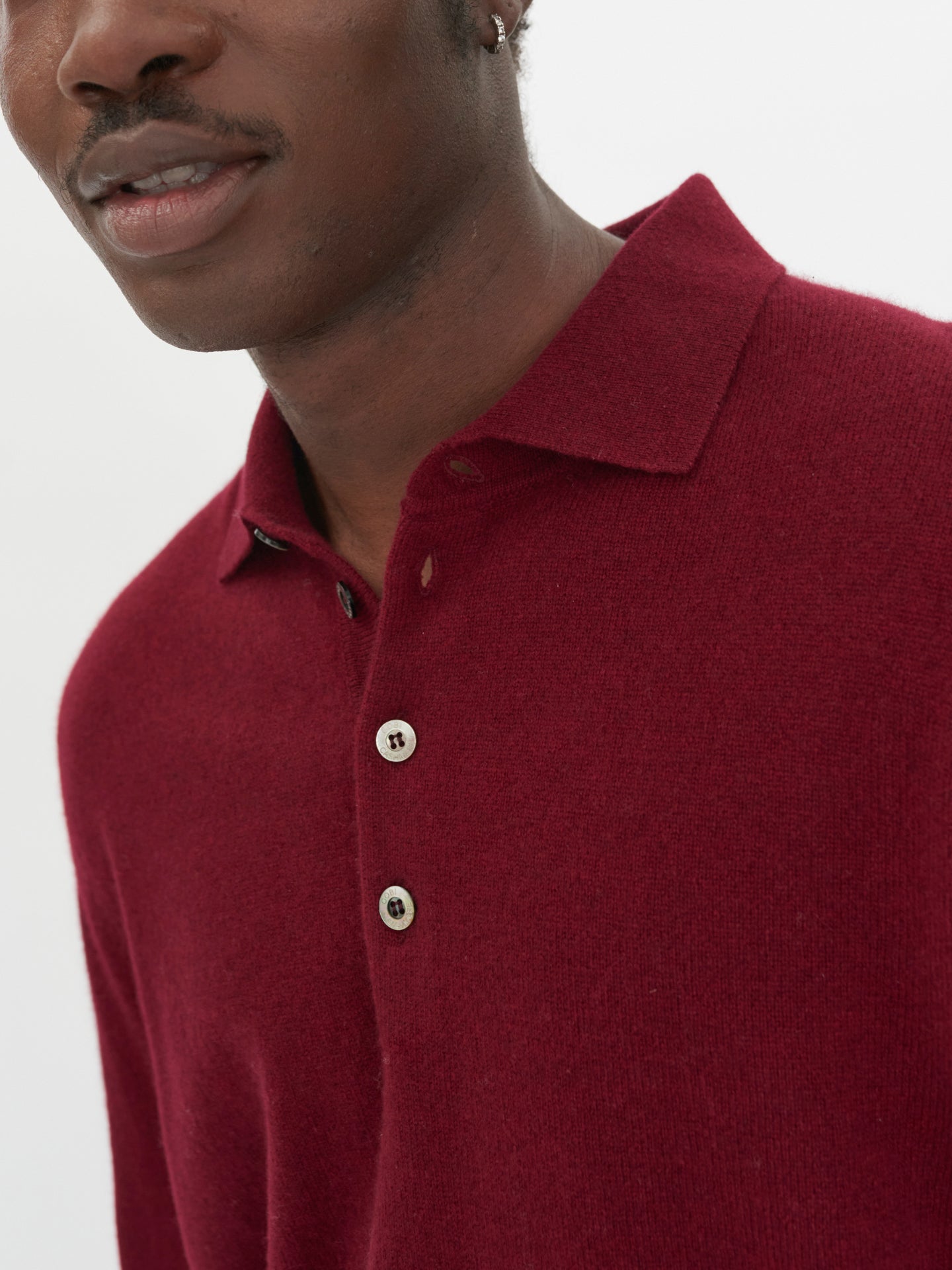 Men's Cashmere Polo Sweater Bordeaux - Gobi Cashmere